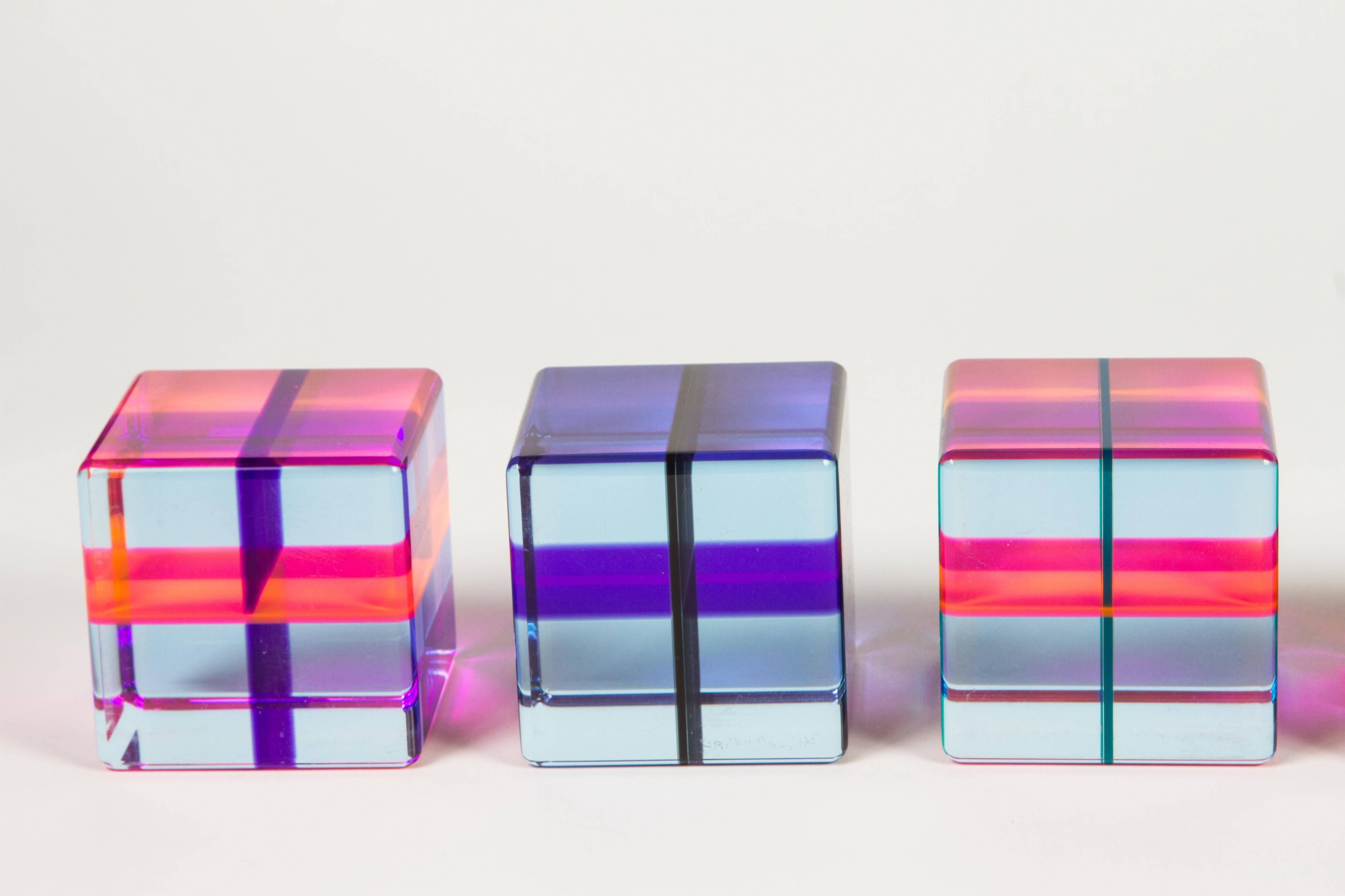 Polished Multi-Color Large Cube Sculpture by Vassa