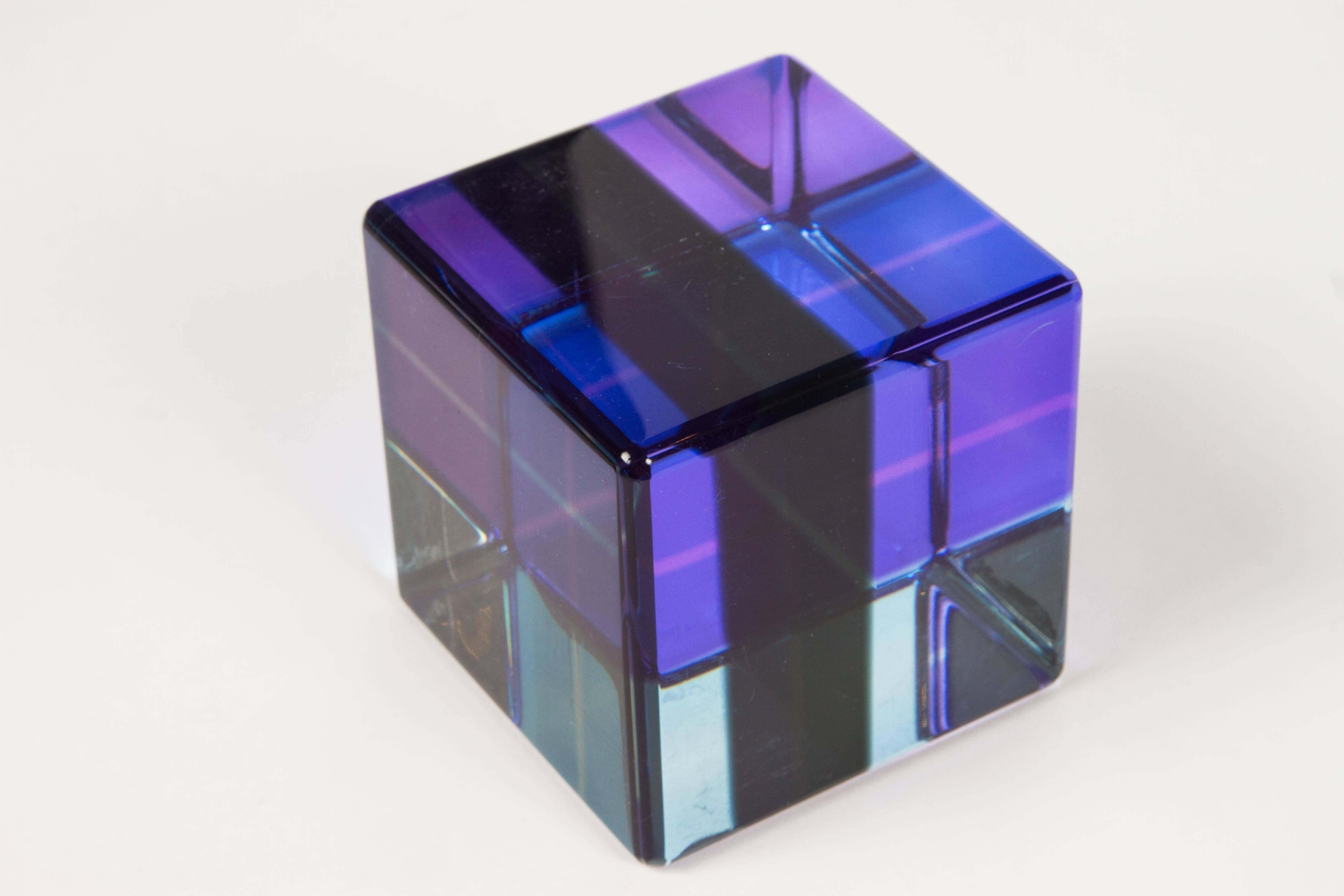 Multi-Color Large Cube Sculpture by Vassa 1
