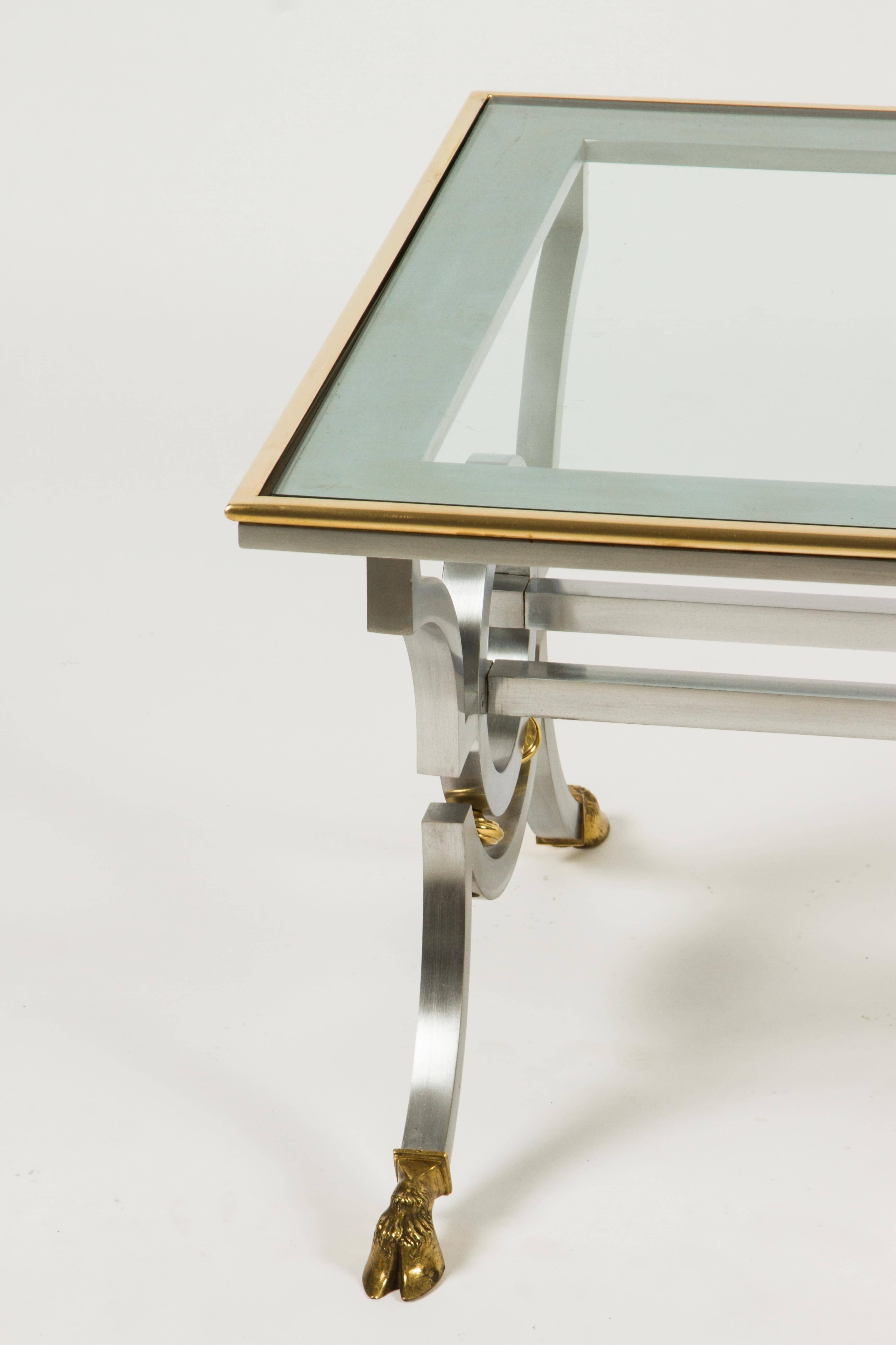 Chic Steel, Brass and Glass Cocktail Table 2