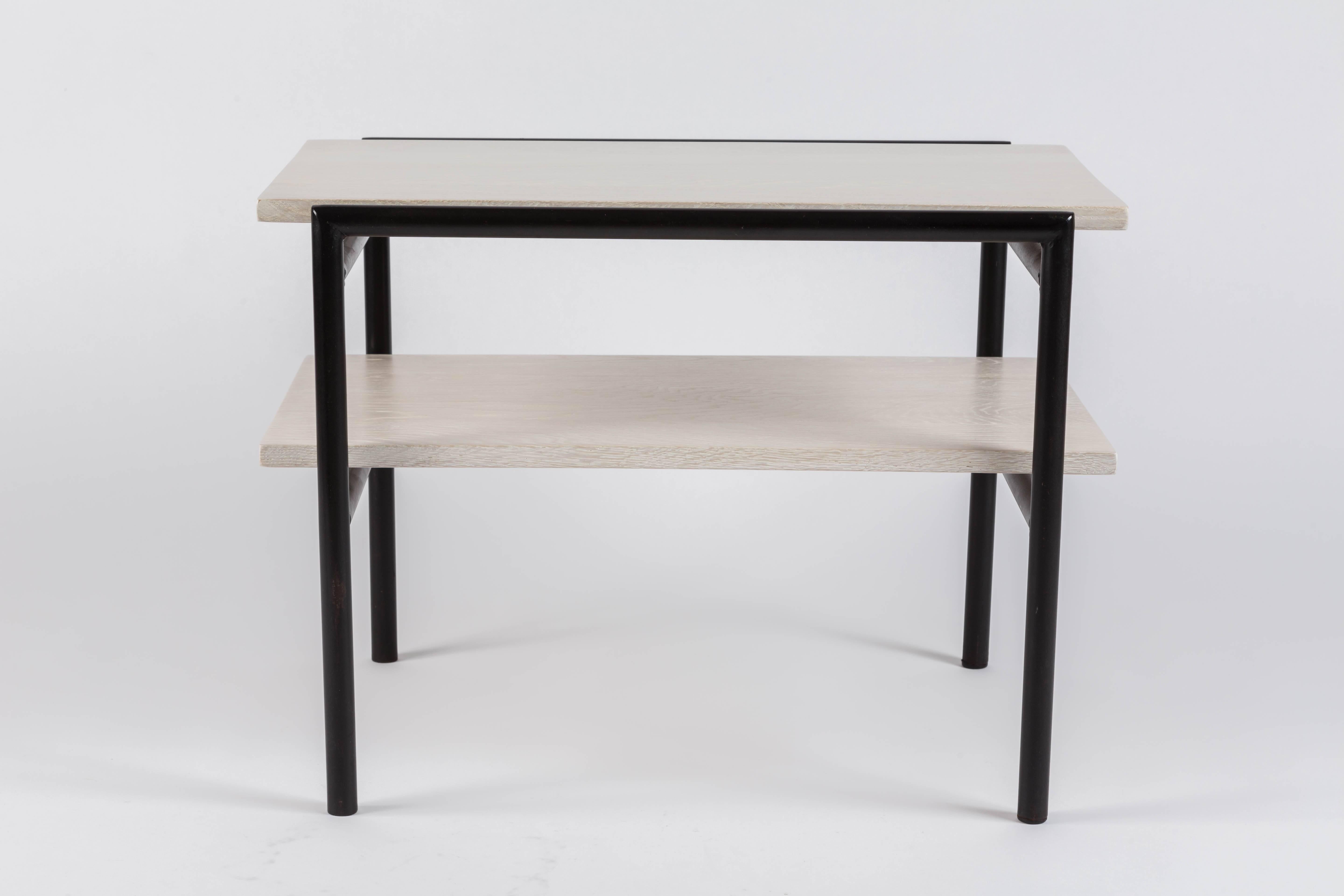 This chic a deceptively simple side table has two levels that are 