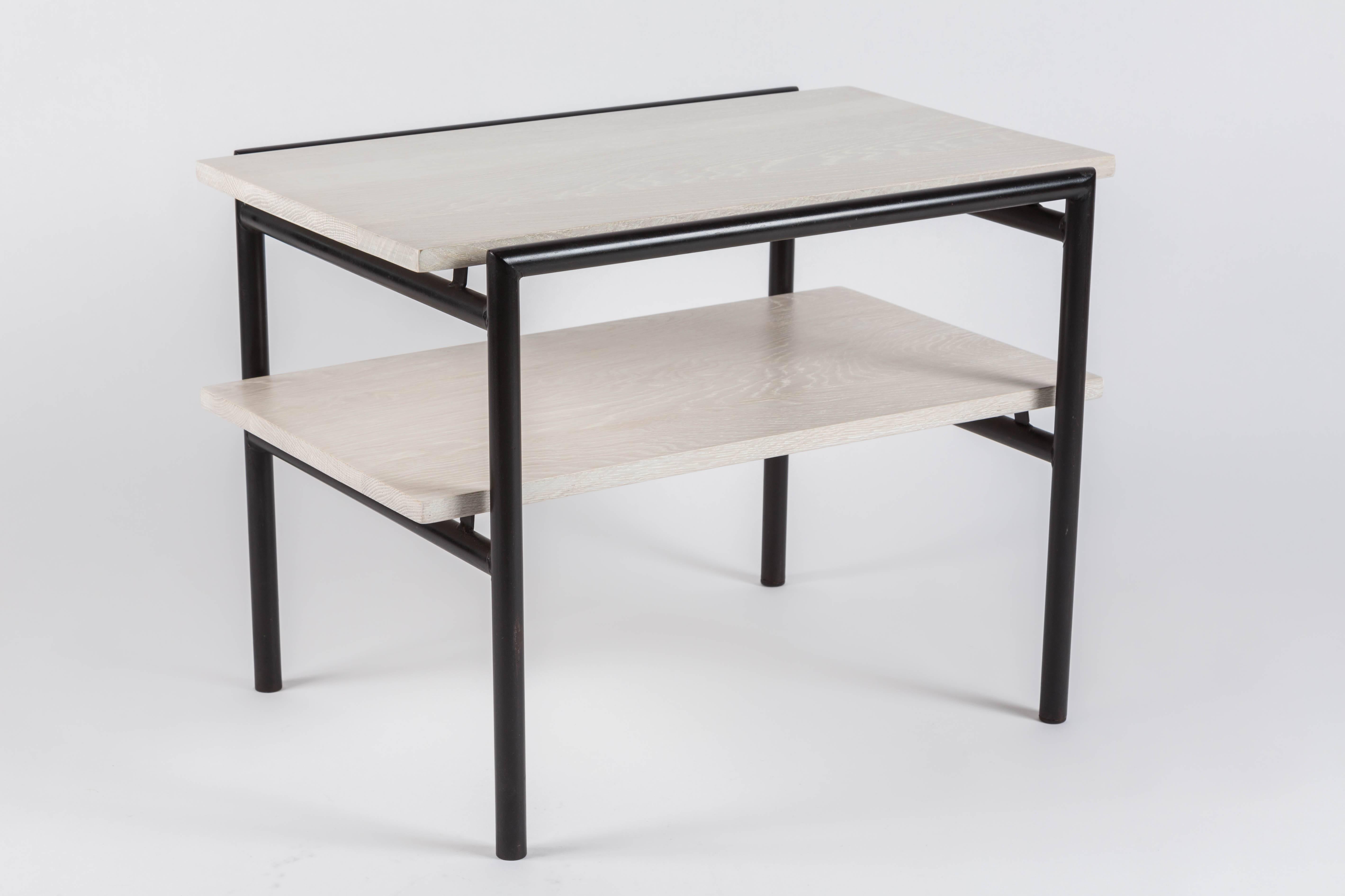 American Cerused Oak and Painted Metal Side Table by Billy Haines