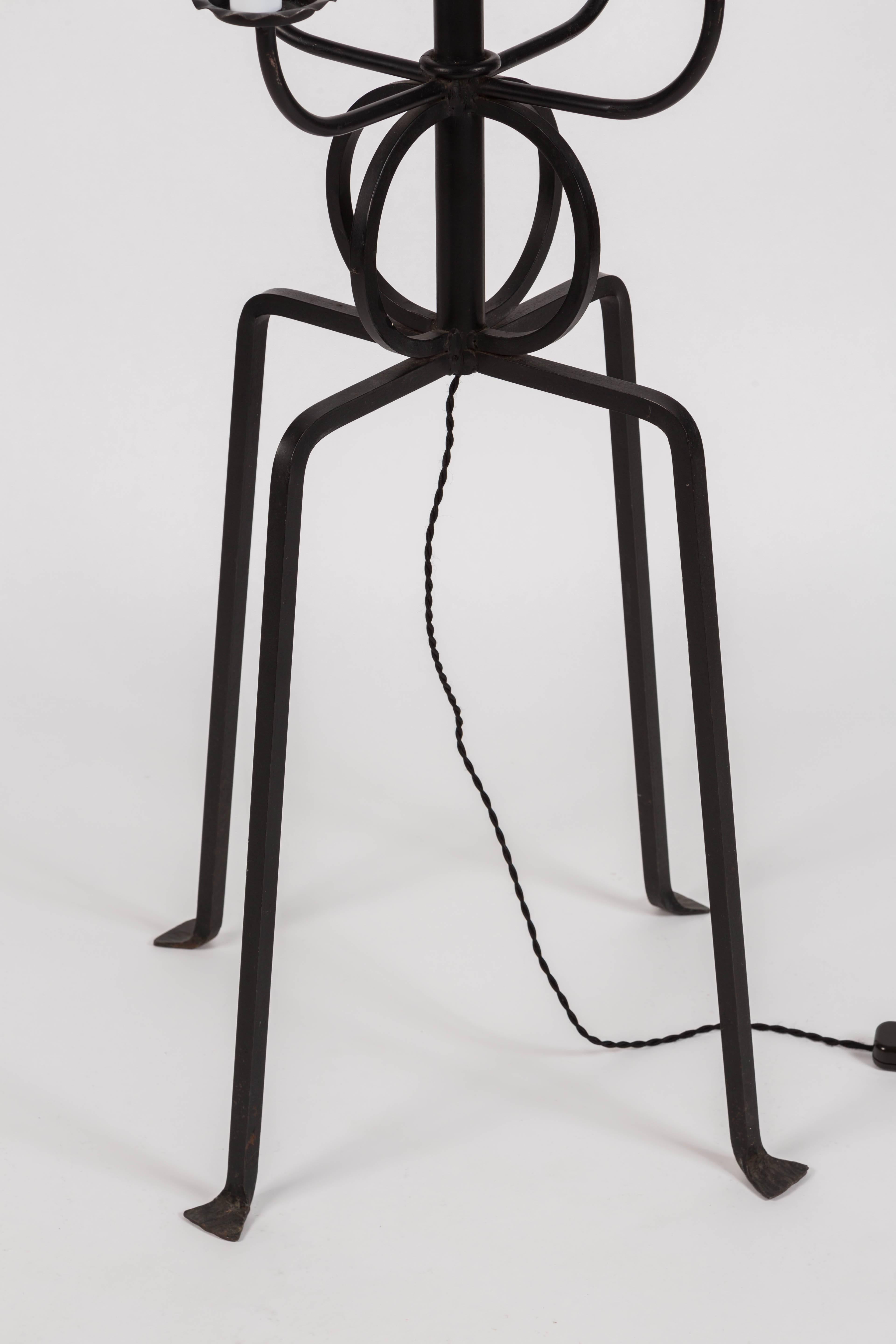 Forged Tommi Parzinger Candlestick Floor Lamp