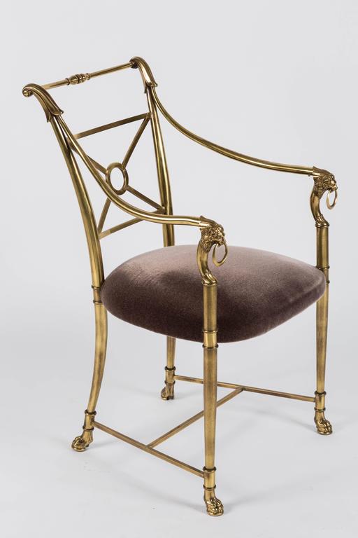 Vintage Empire Style Brass and Glass Desk and Matching Chair at 1stDibs