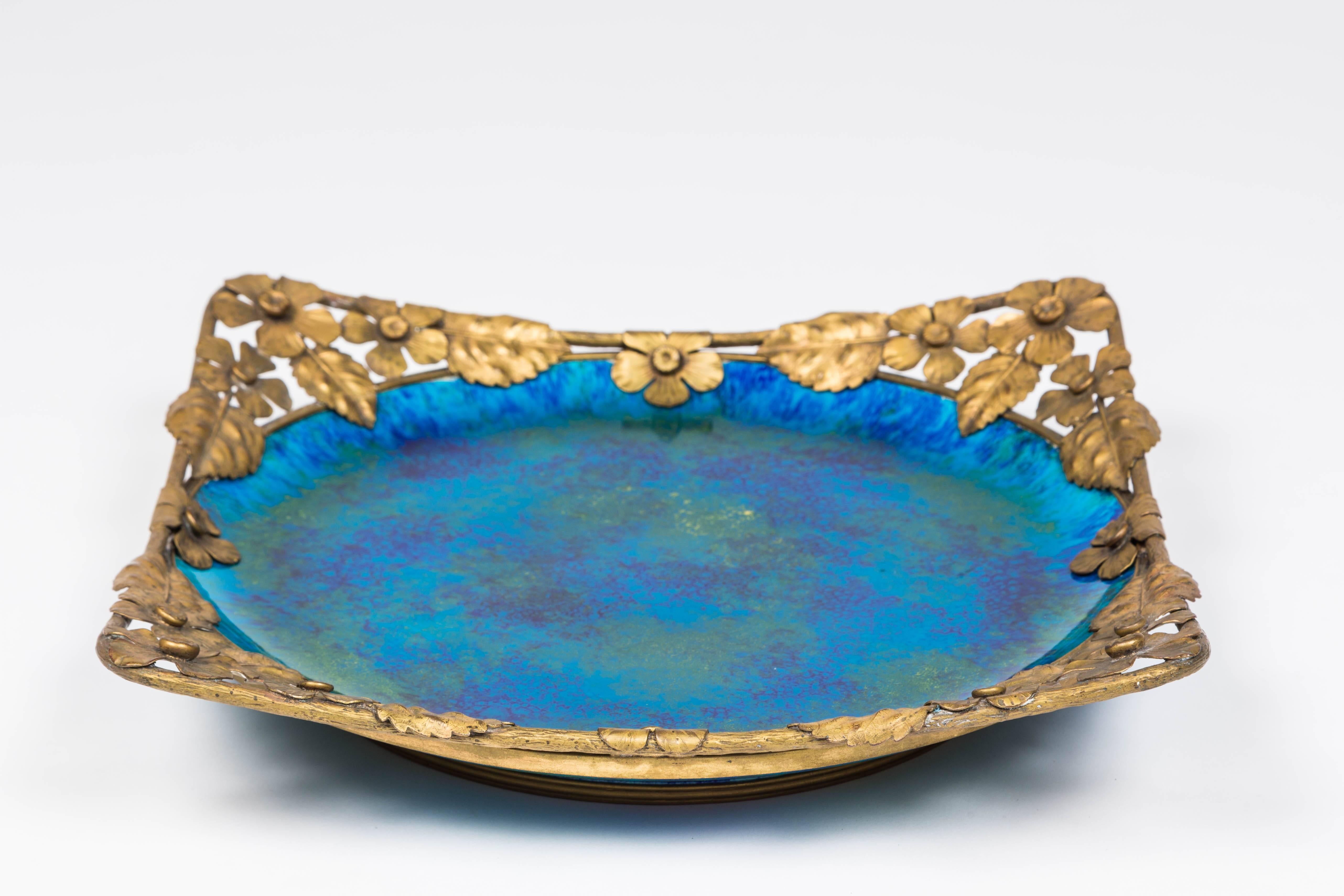 Art Deco  Platter with Gilt Metal Surround by Paul Millet for Sevres