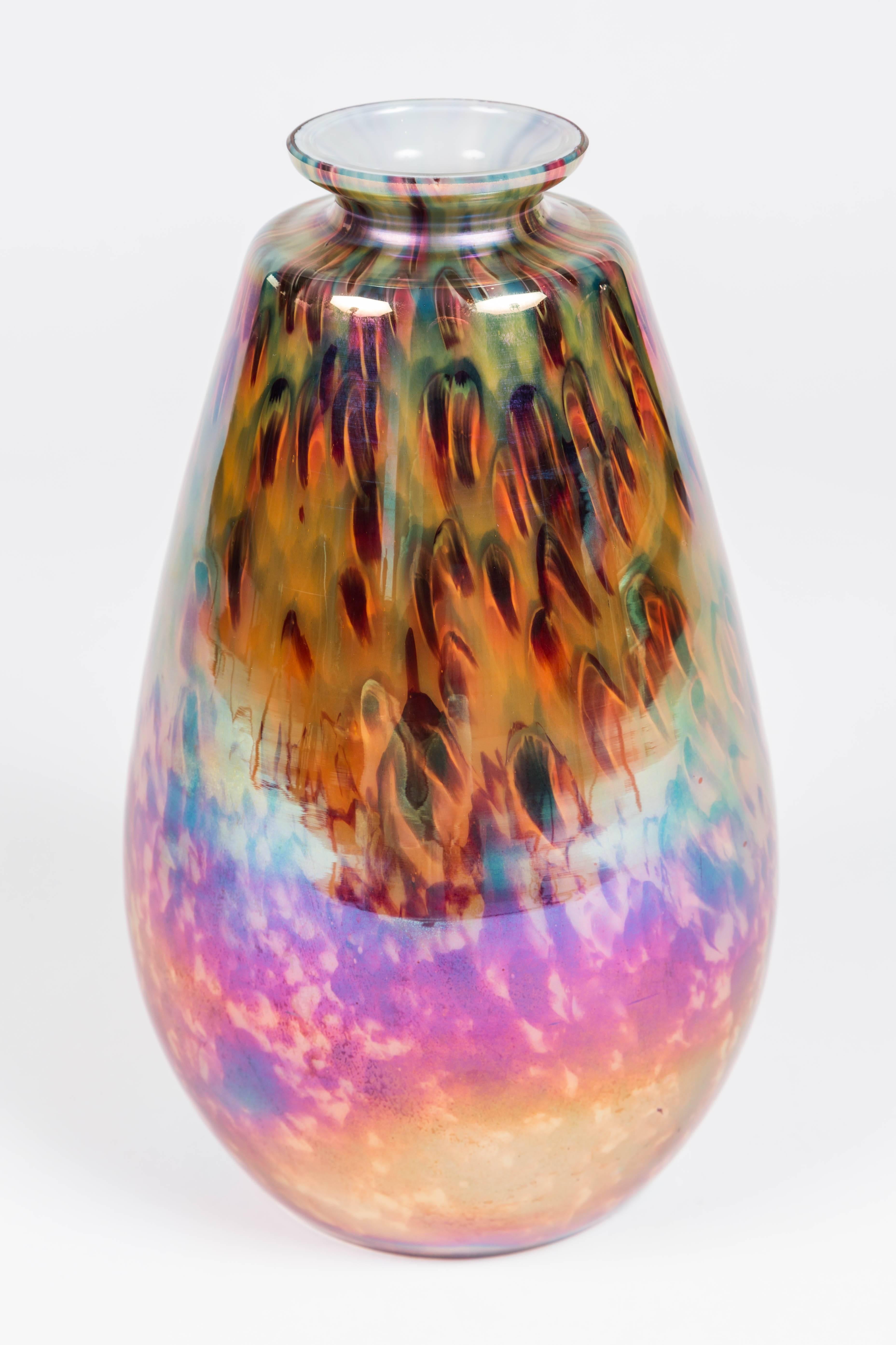 Art Deco Luminescent Glass Vase 'Chechoslovakia'