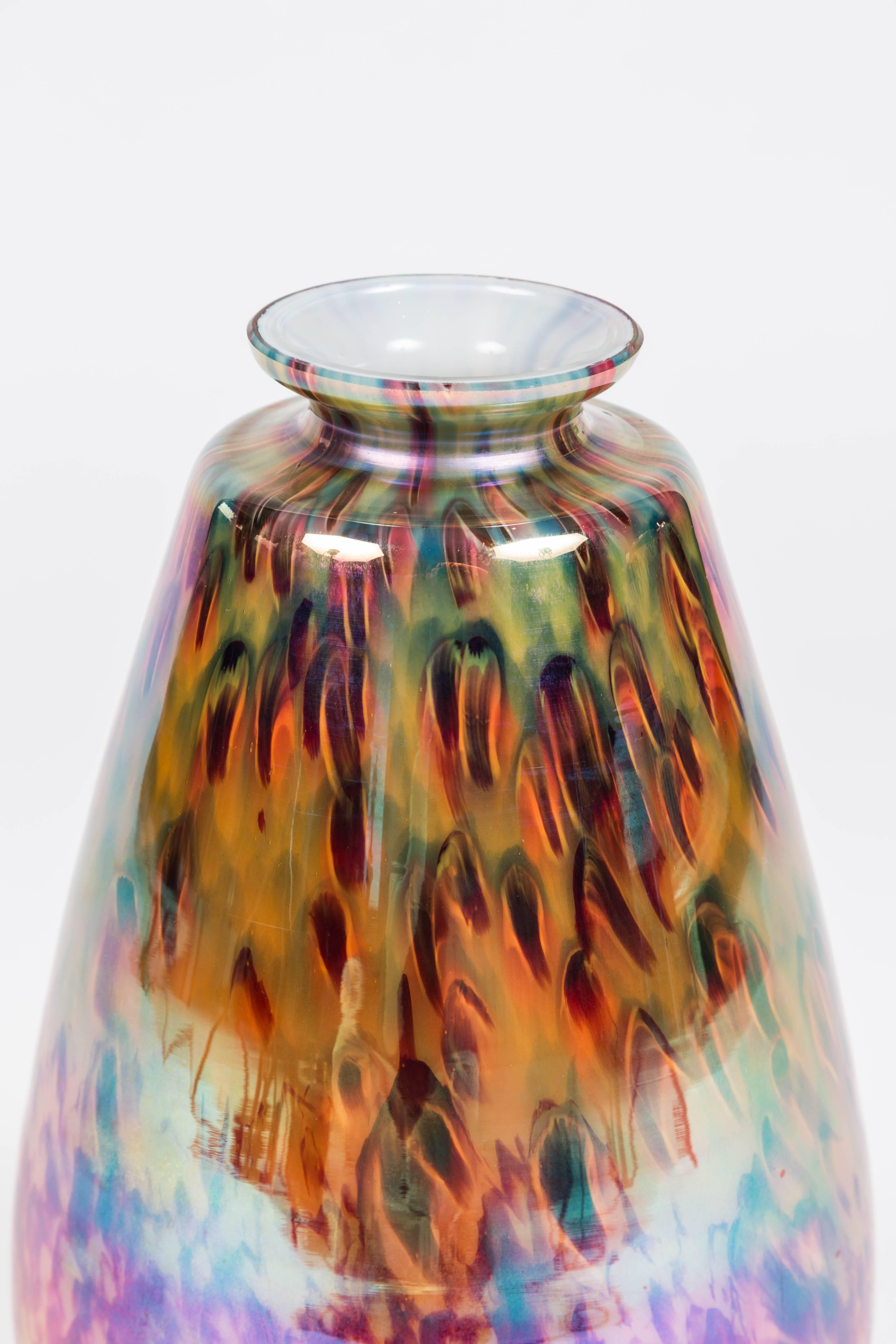 Luminescent Glass Vase 'Chechoslovakia' In Good Condition In Palm Desert, CA