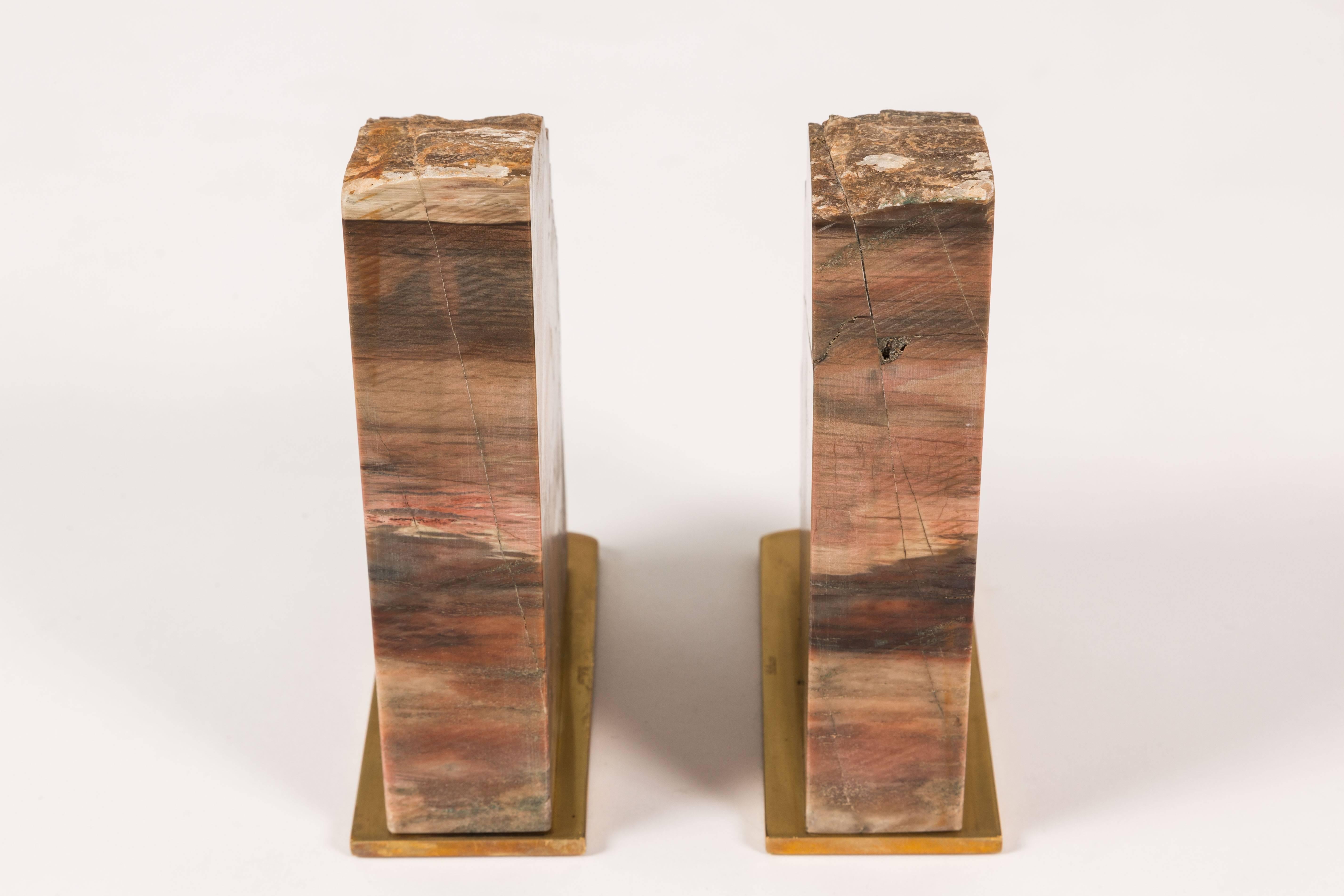 Mid-Century Modern Petrified Wood Bookends by Gibson