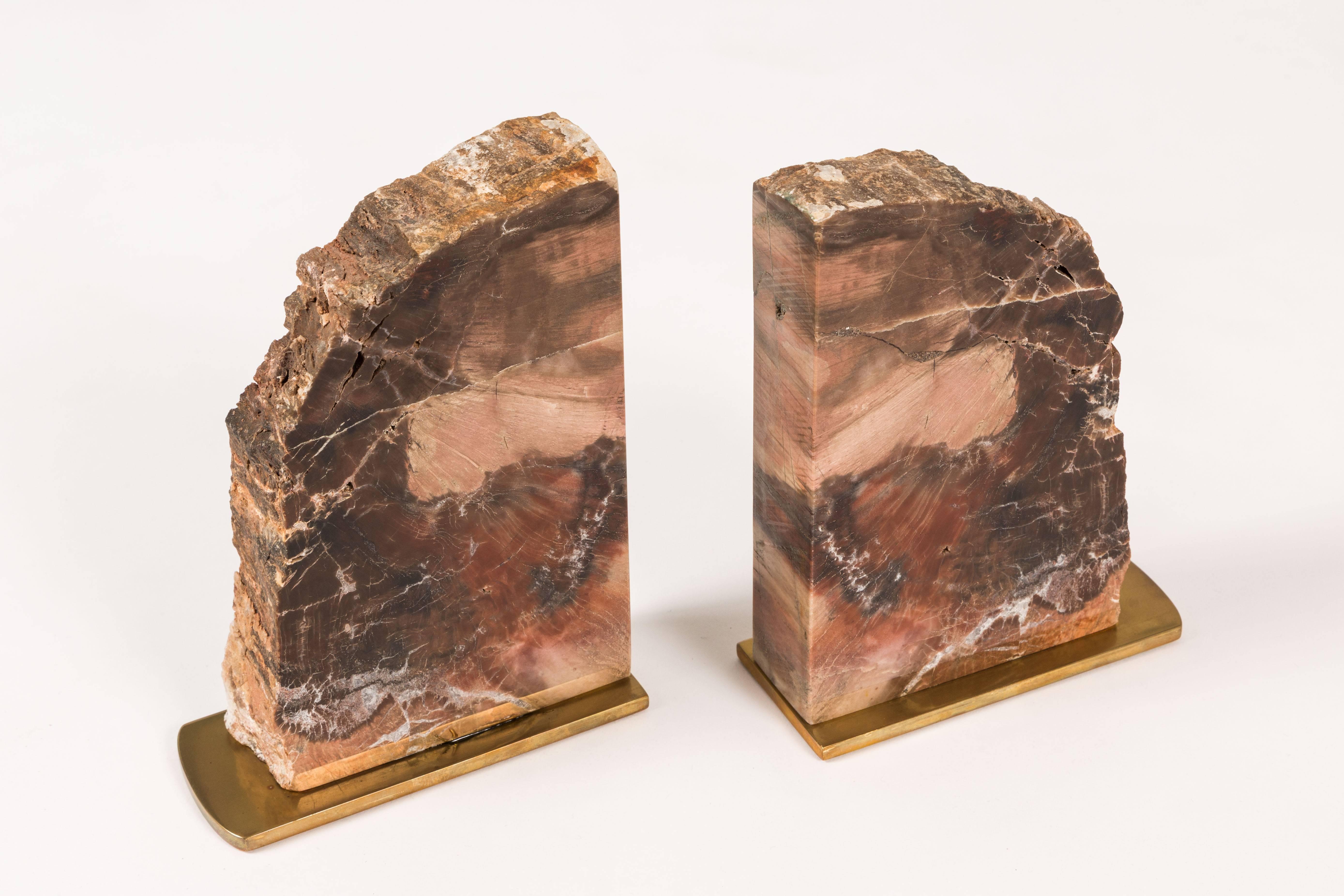 American Petrified Wood Bookends by Gibson
