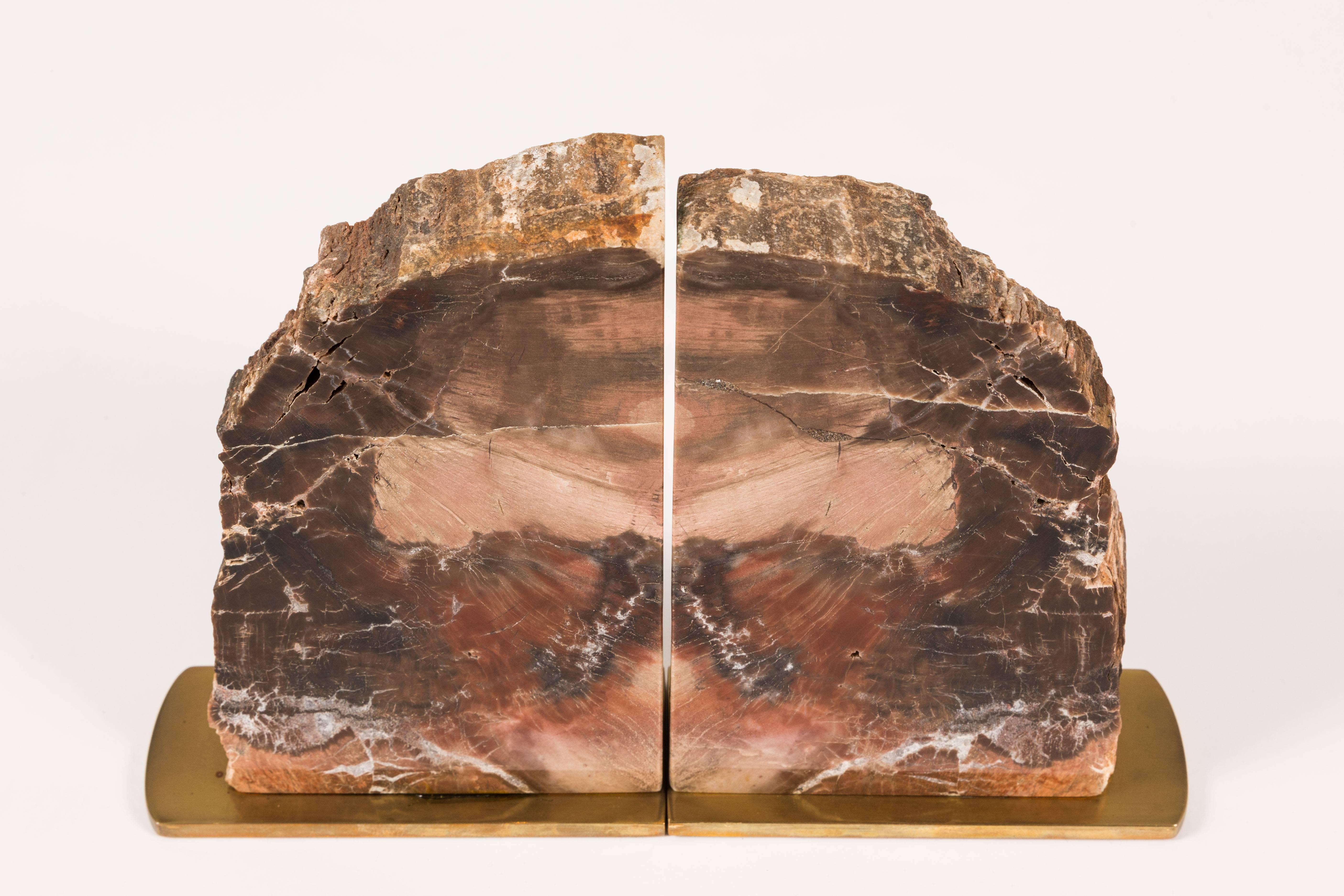 Petrified Wood Bookends by Gibson In Good Condition In Palm Desert, CA