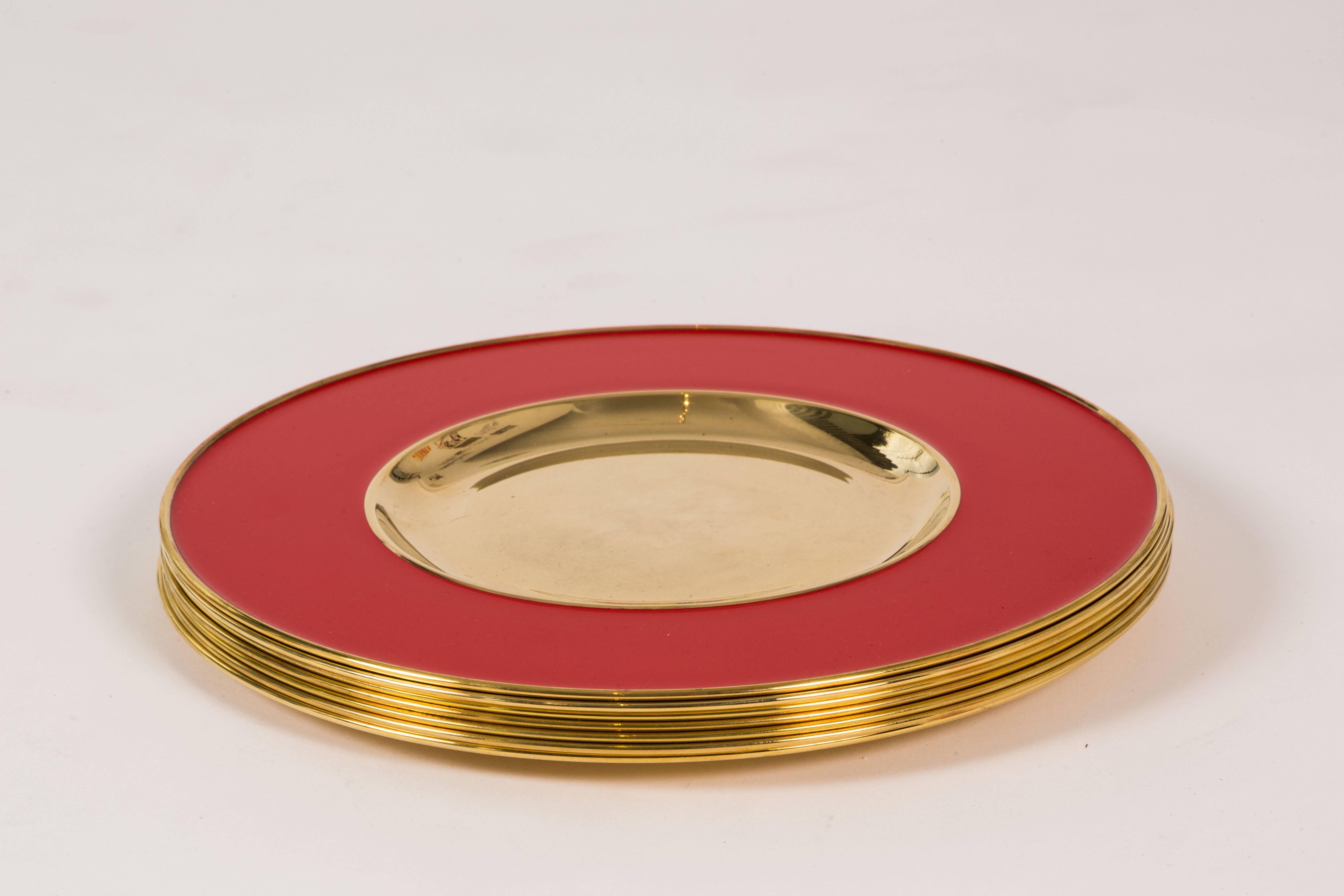 20th Century Chic Chargers in Brilliant Red and Brass by Etro Design