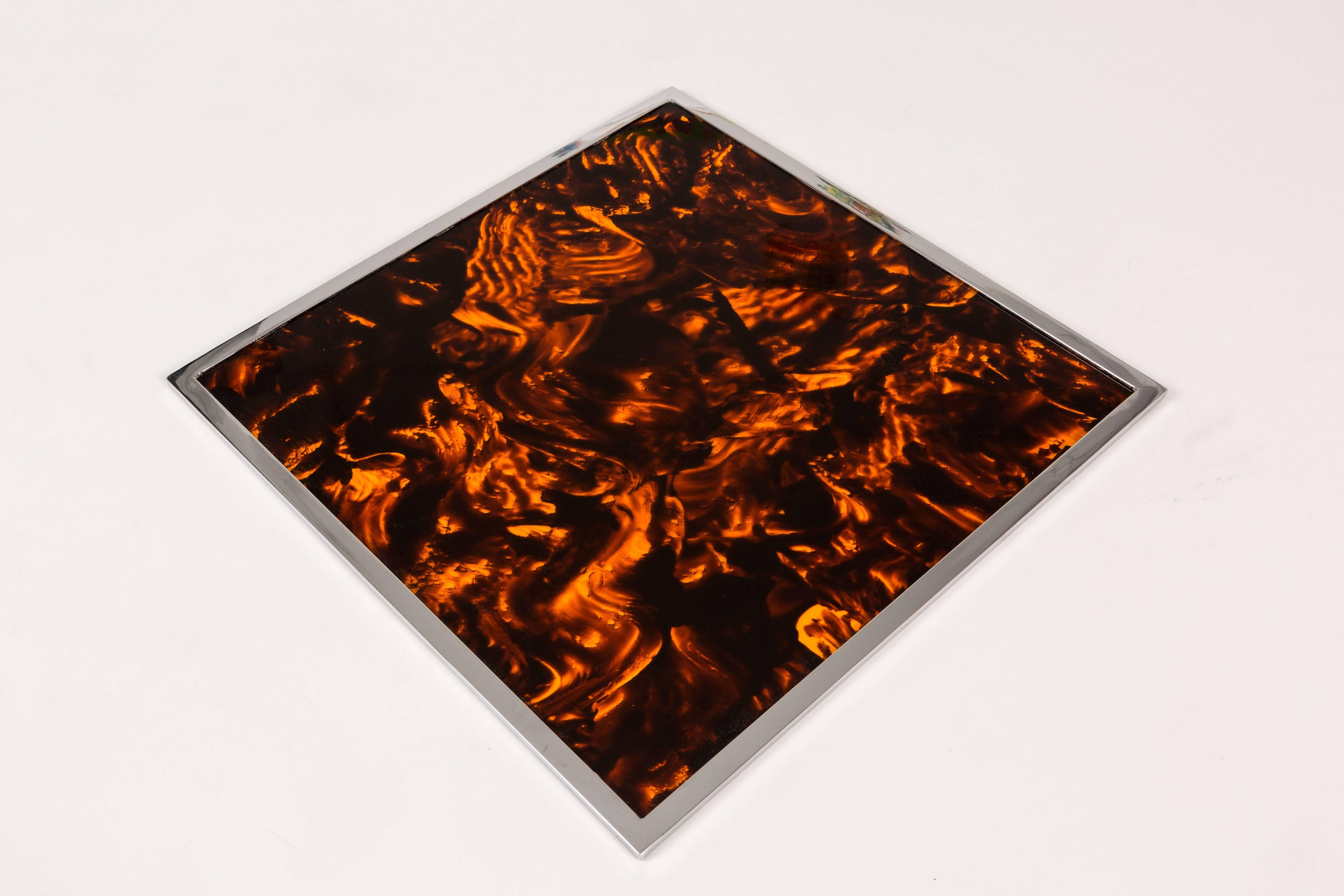 Mid-Century Modern Chrome and Tortoise Shell Acrylic Place Mats