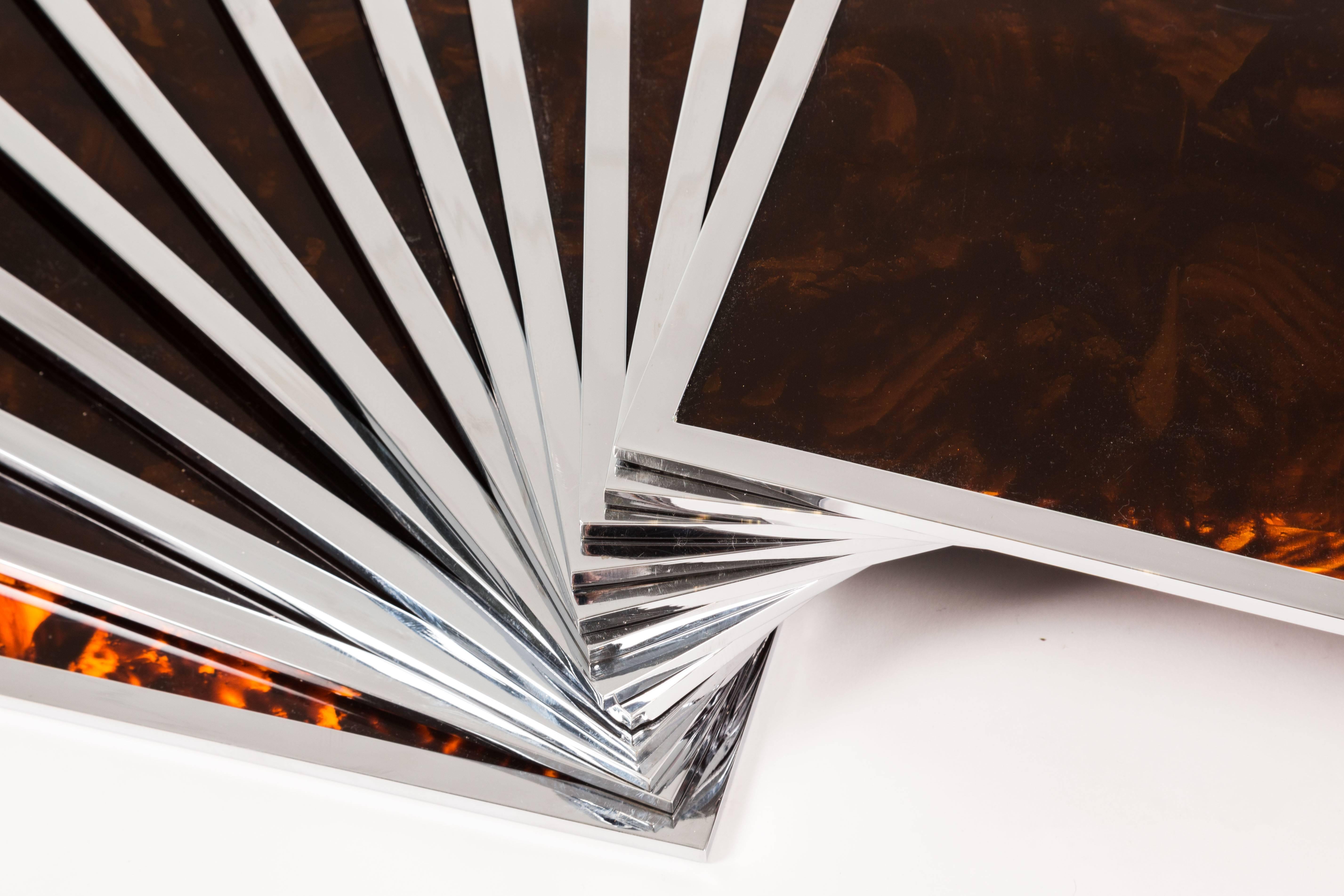 Chrome and Tortoise Shell Acrylic Place Mats In Good Condition In Palm Desert, CA