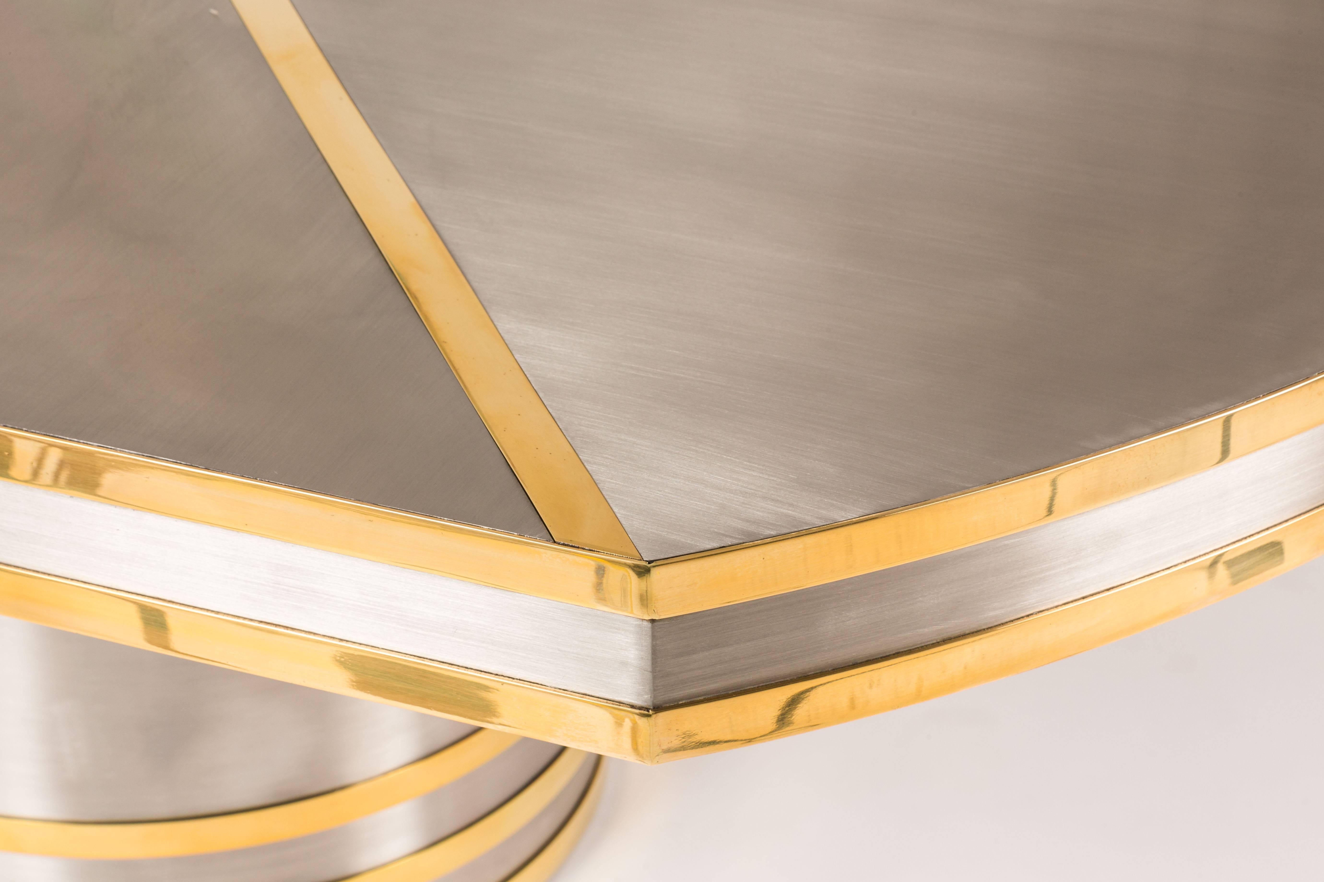 Directoire Brushed Stainless and Brass Dining Table
