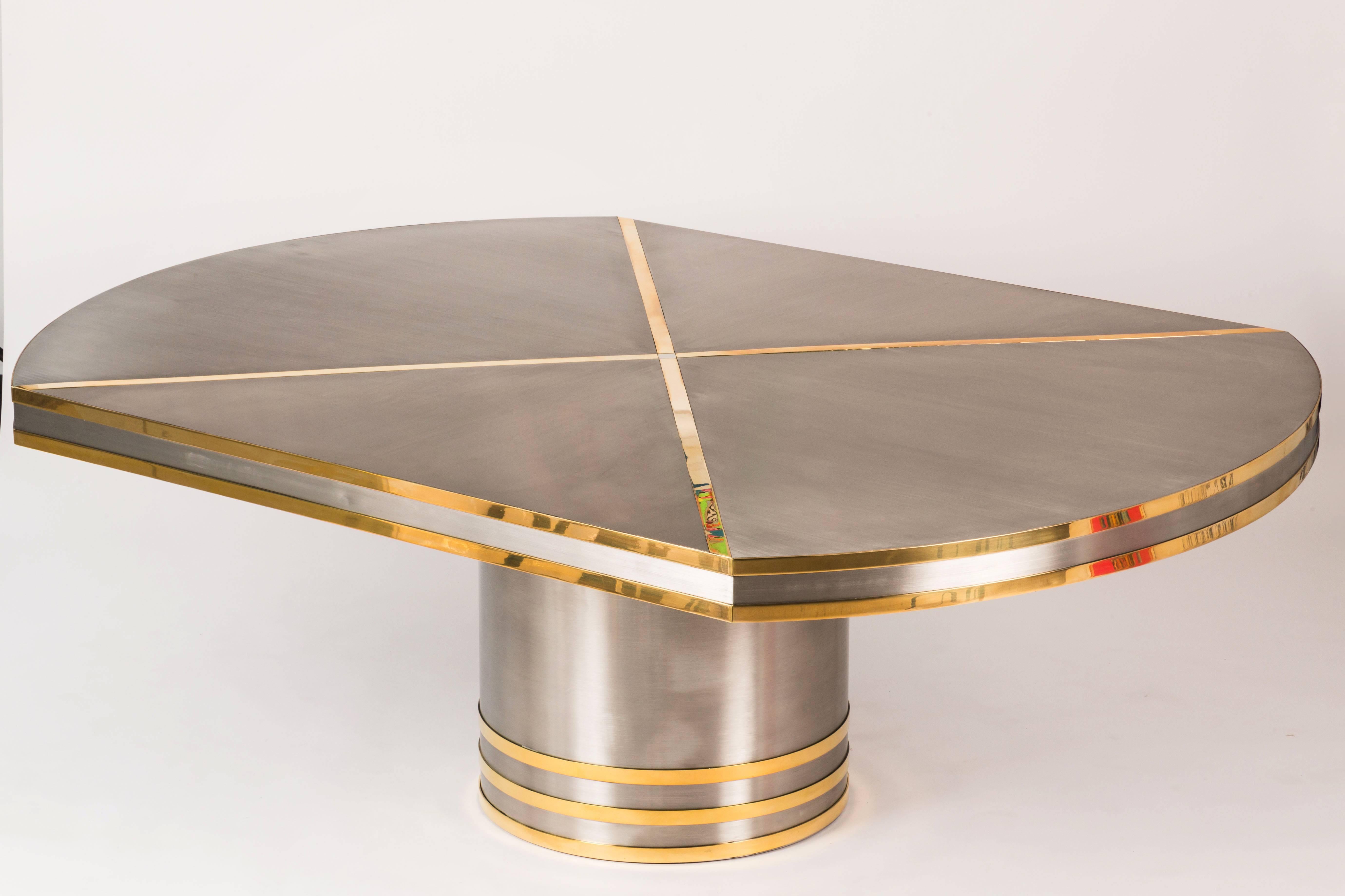 Brushed Stainless and Brass Dining Table 1