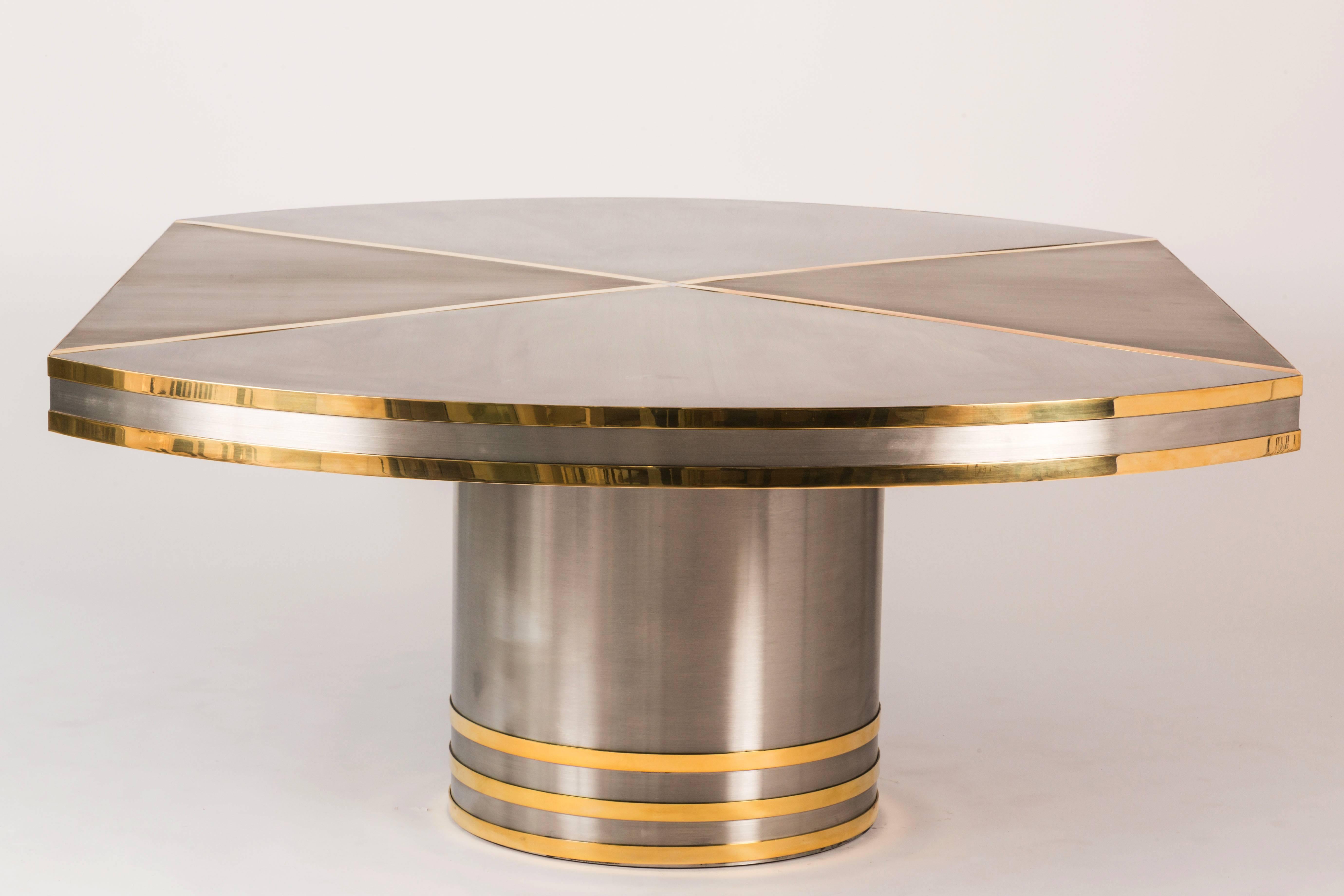 Brushed Stainless and Brass Dining Table 2