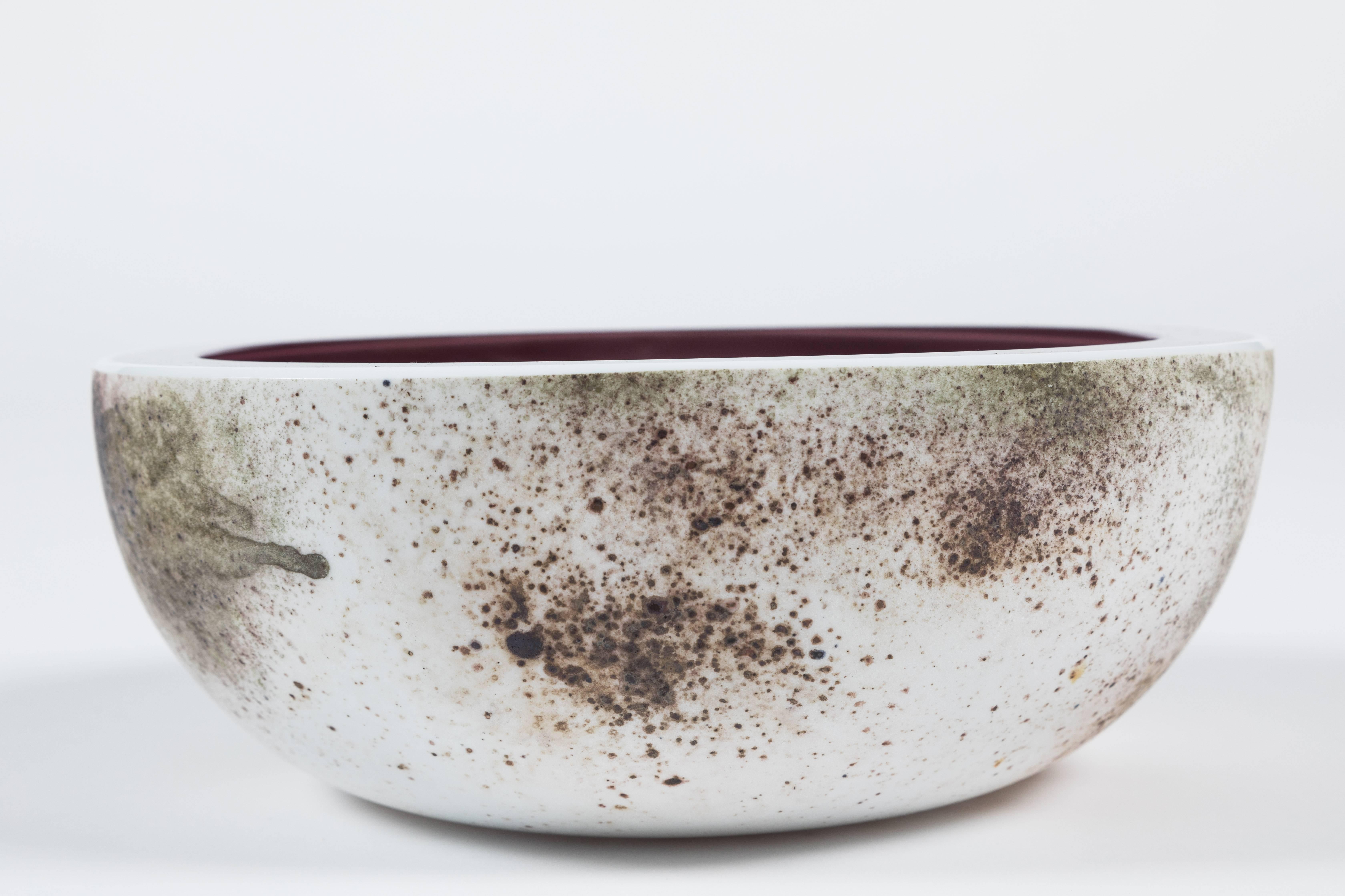 Mid-Century Modern Murano Glass Crater Bowl by Barbini