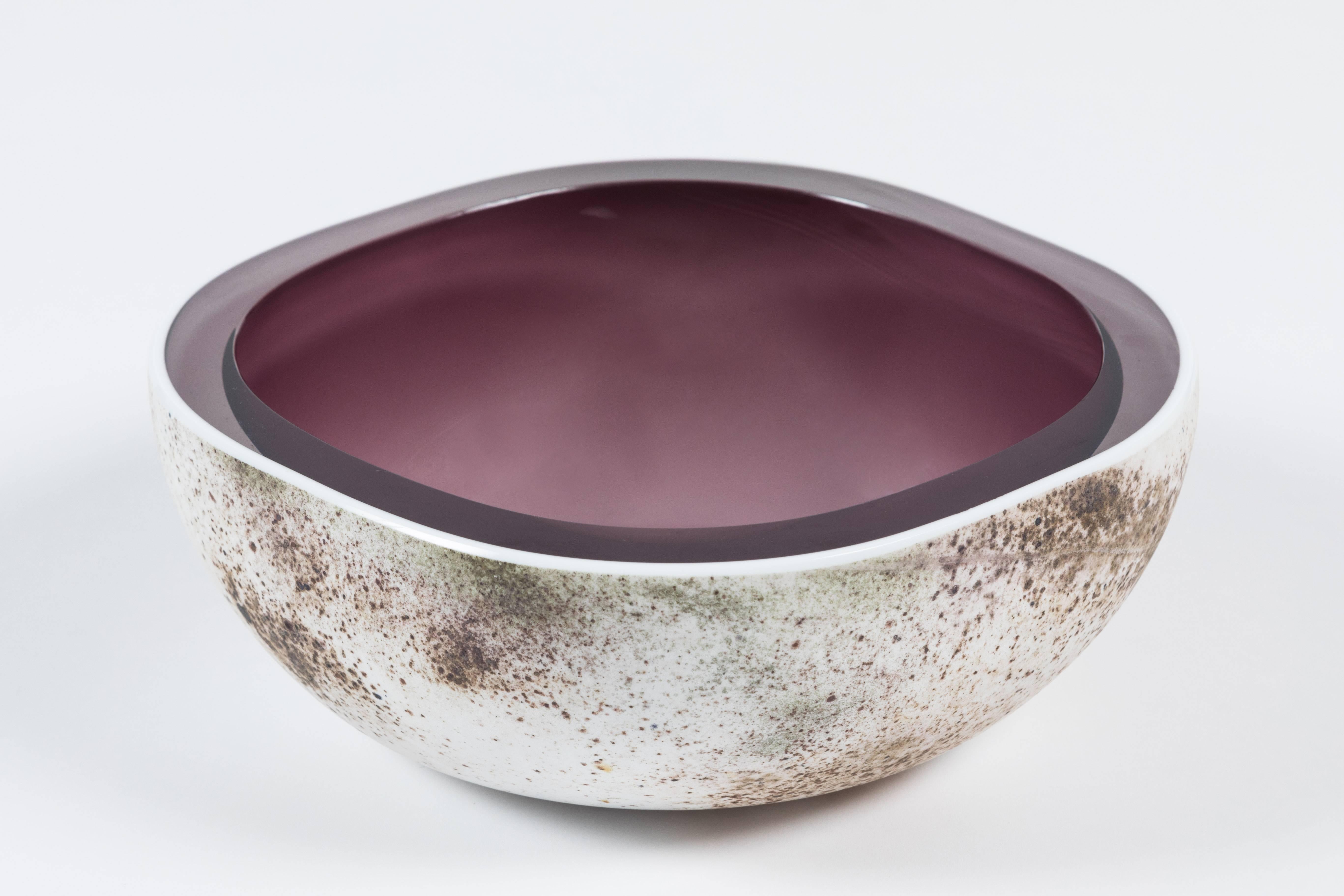 Italian Murano Glass Crater Bowl by Barbini