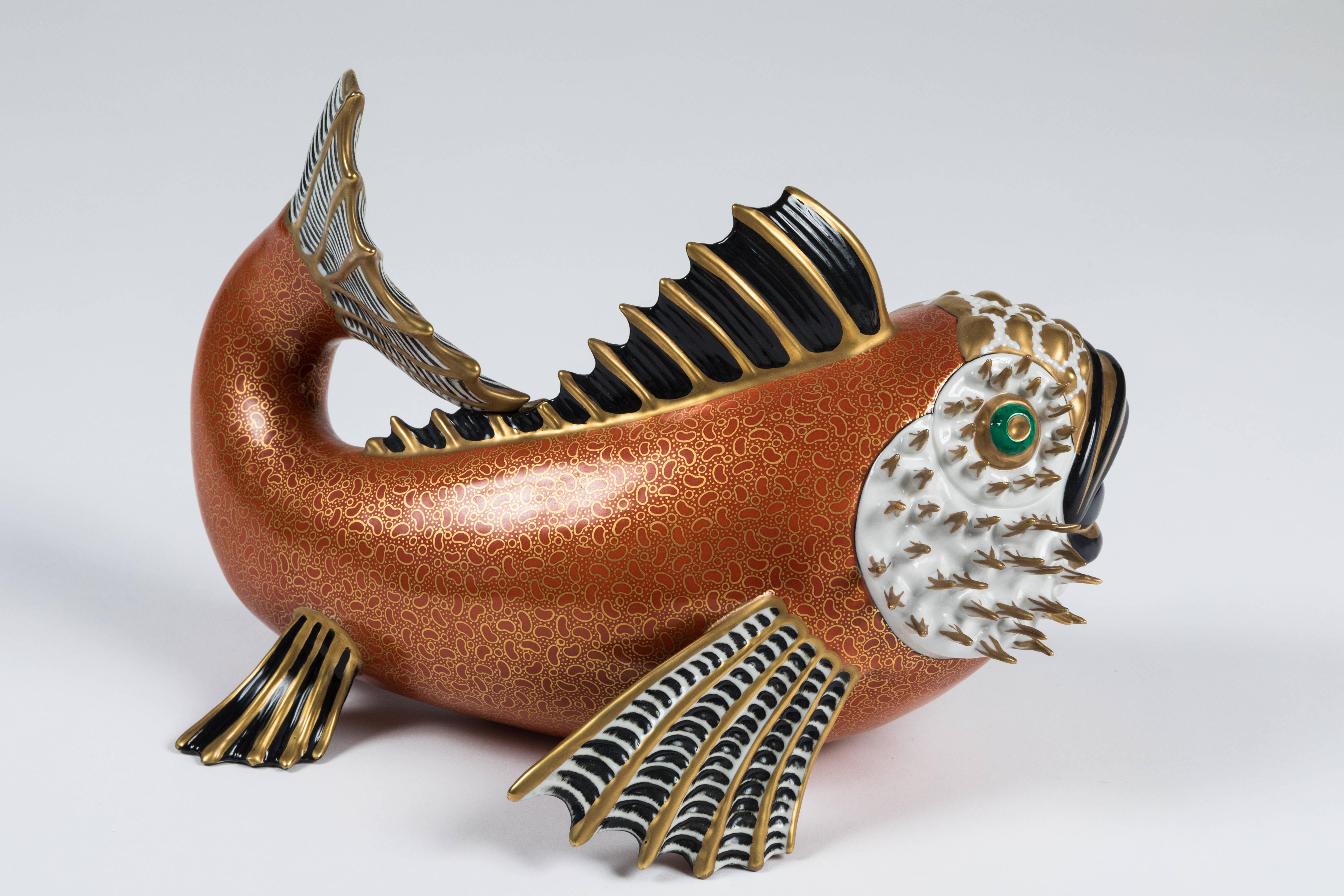 Glazed Large Fanciful Fantasy Fish by Oggetti Mangani