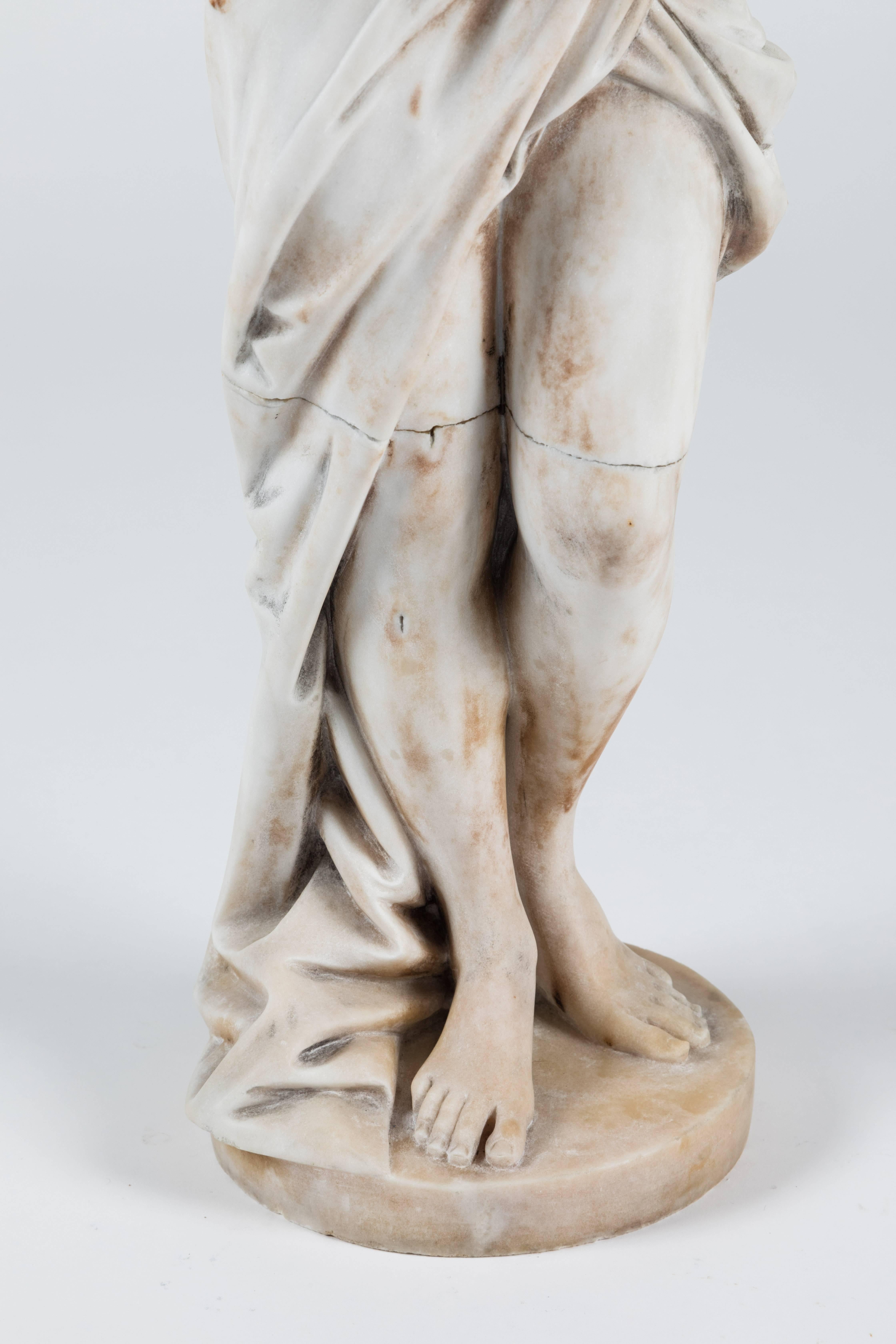 Classical Roman Fragmented White Marble Female Sculpture