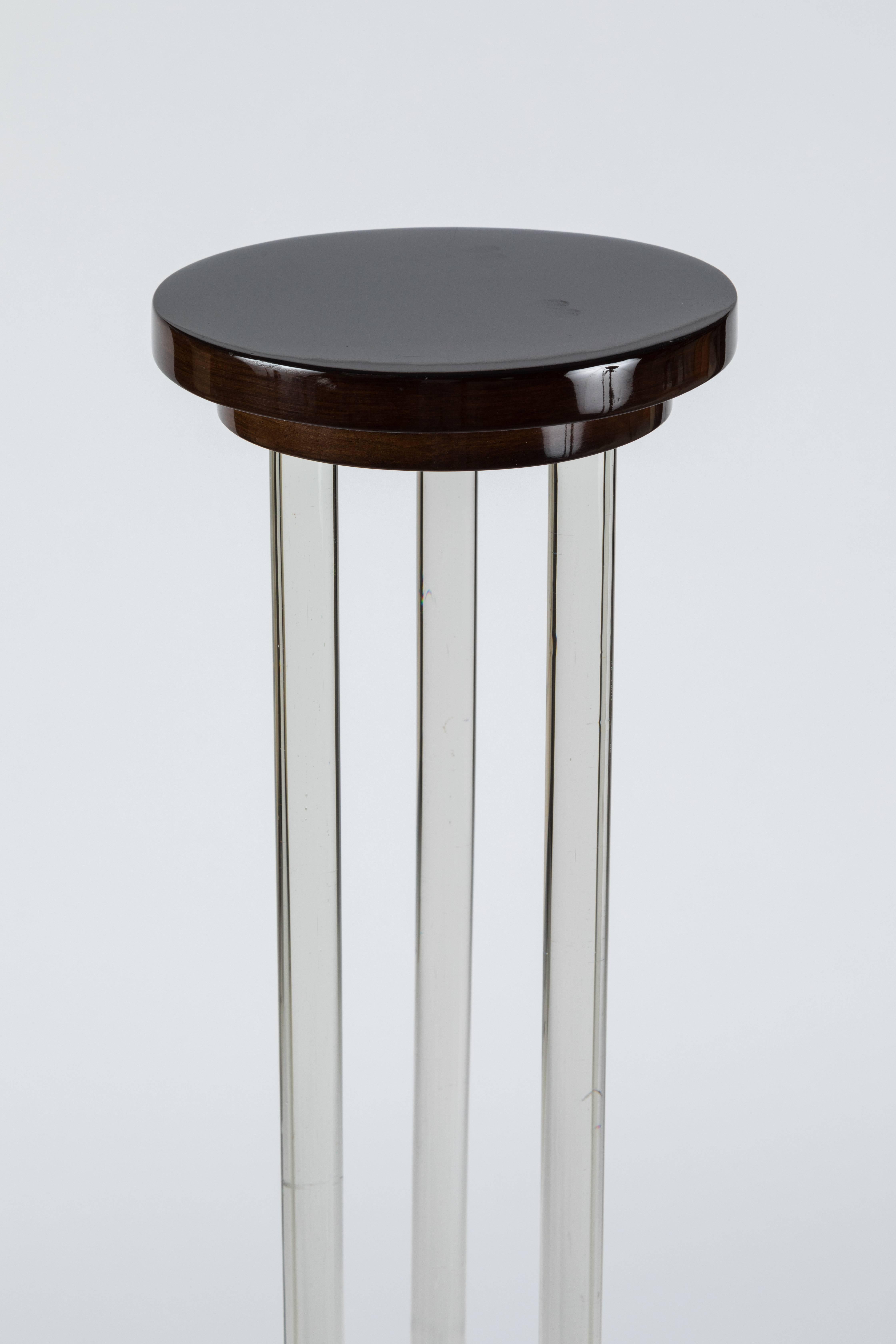 American Art Deco Glass and Wood Pedestal