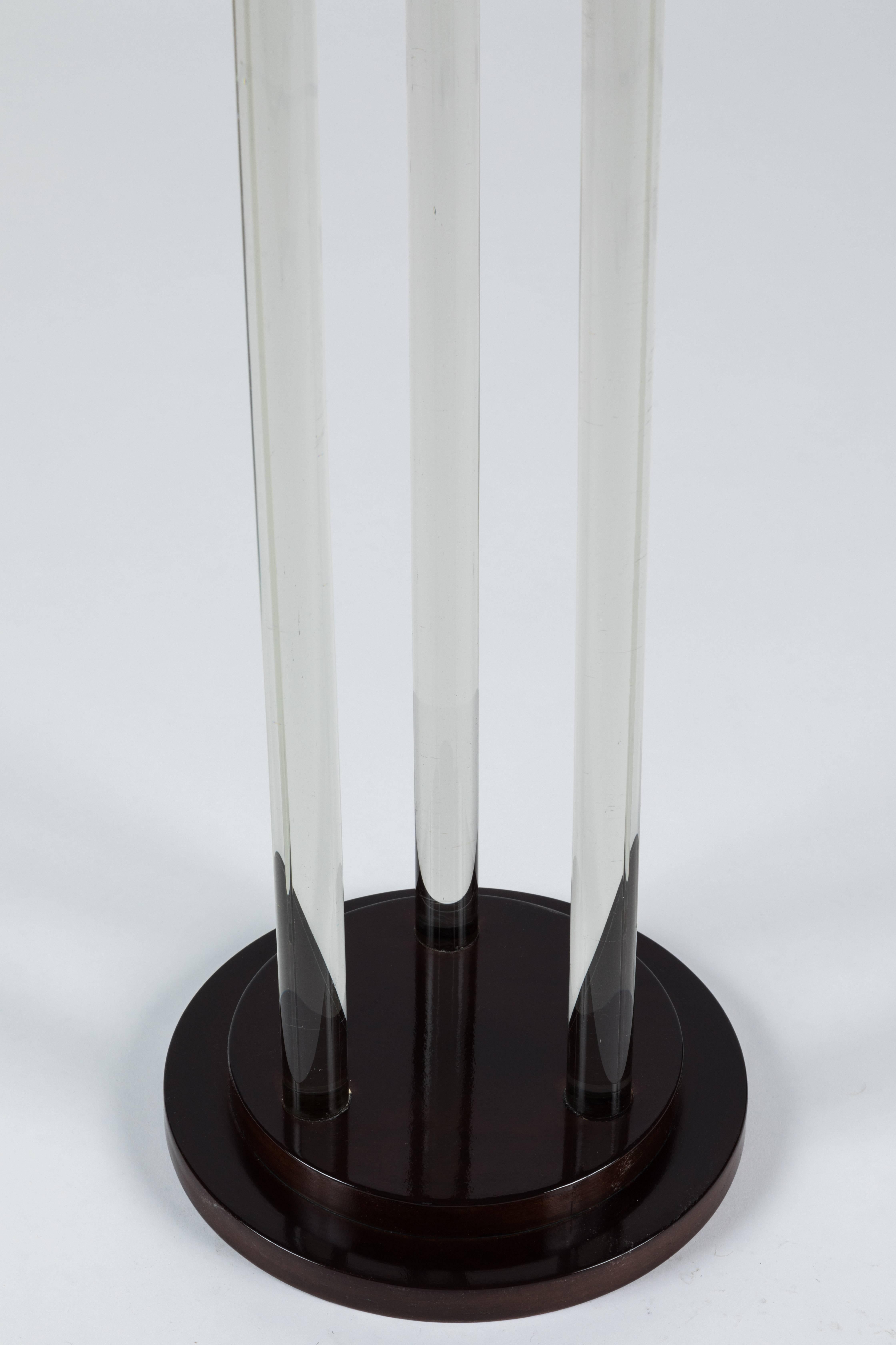 Polished Art Deco Glass and Wood Pedestal
