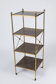 Empire Style Brass and Leather Etagere by Baker