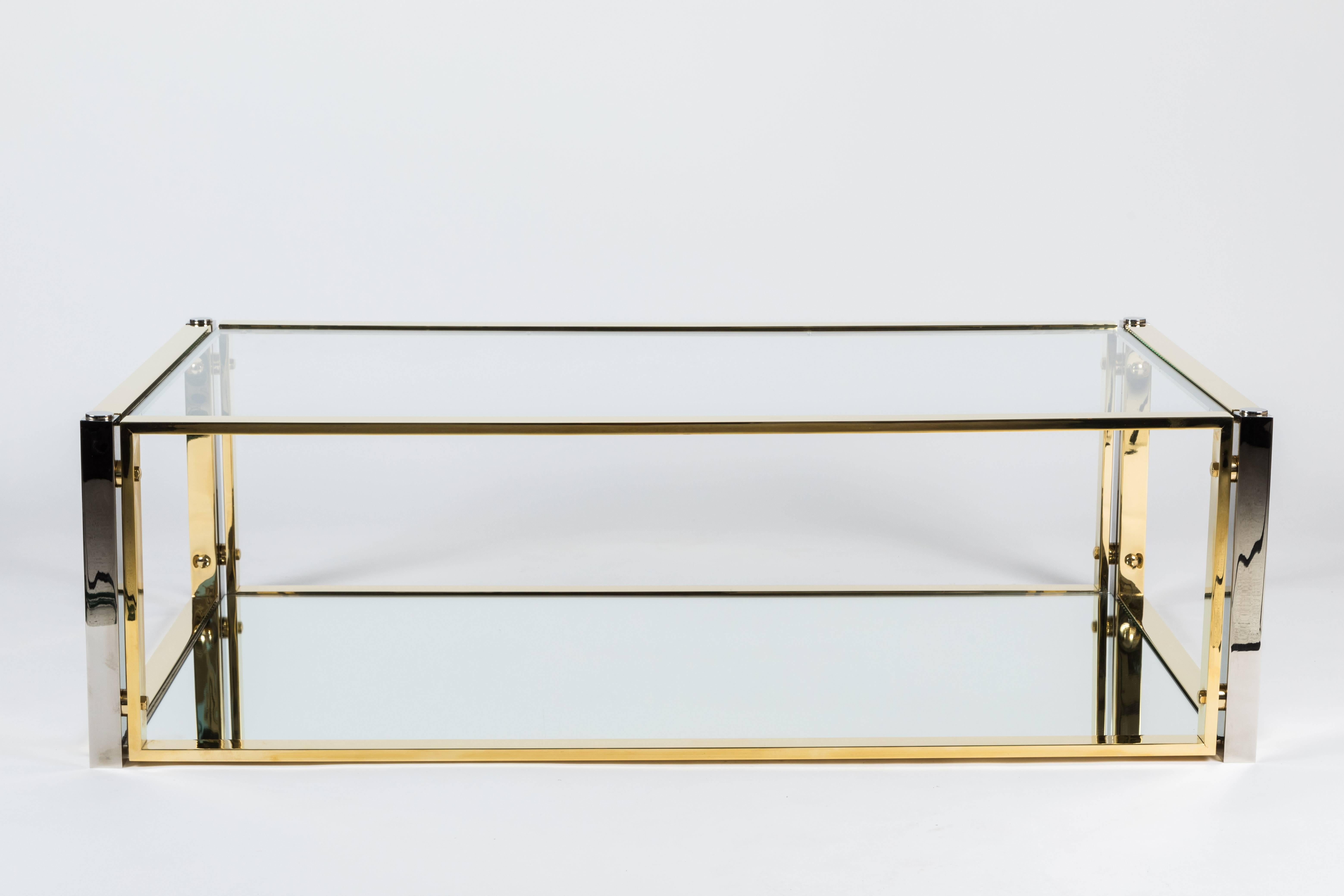 20th Century Mixed Metal and Glass Cocktail Table