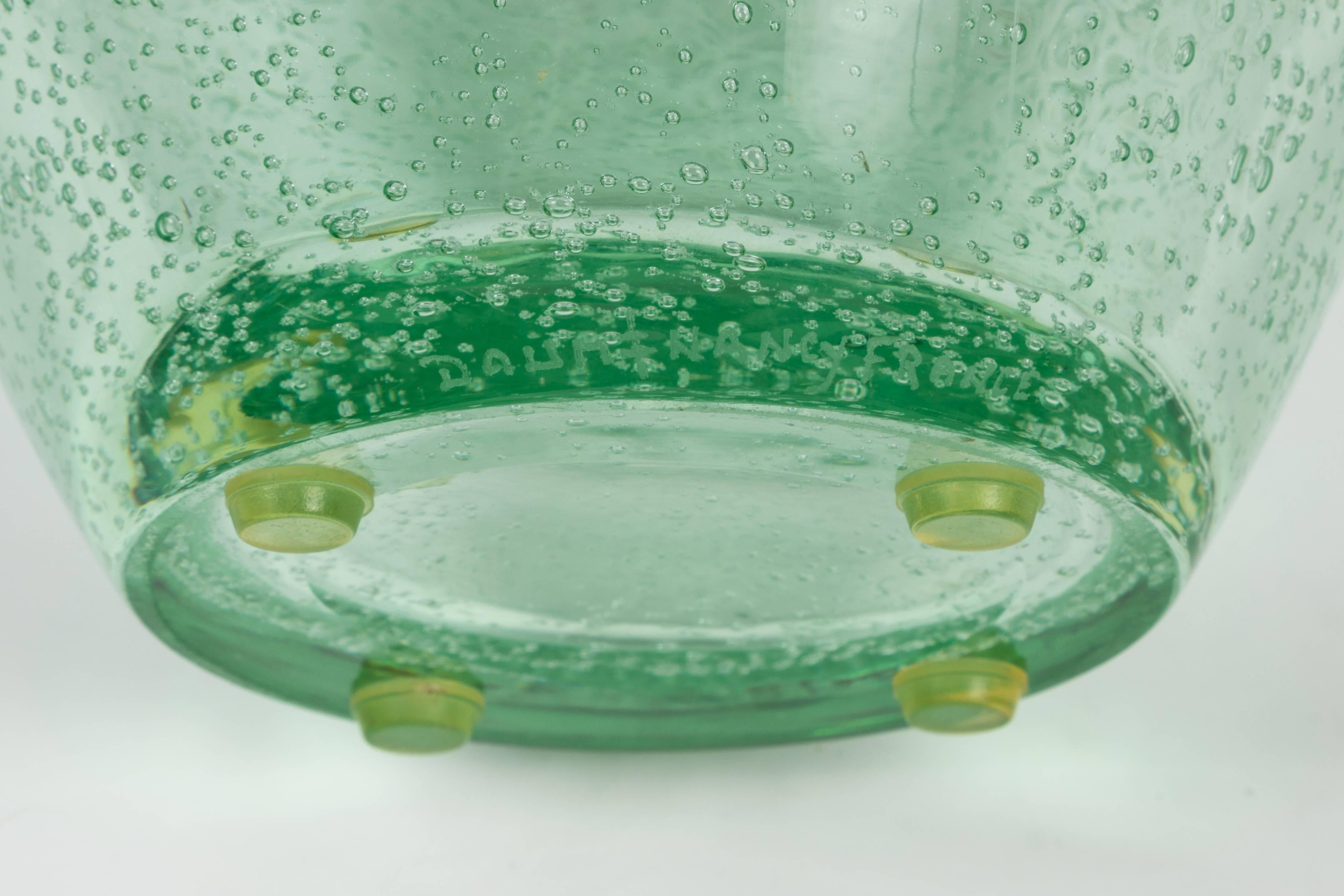 Mid-20th Century Green Glass Vase by Daum Nancy