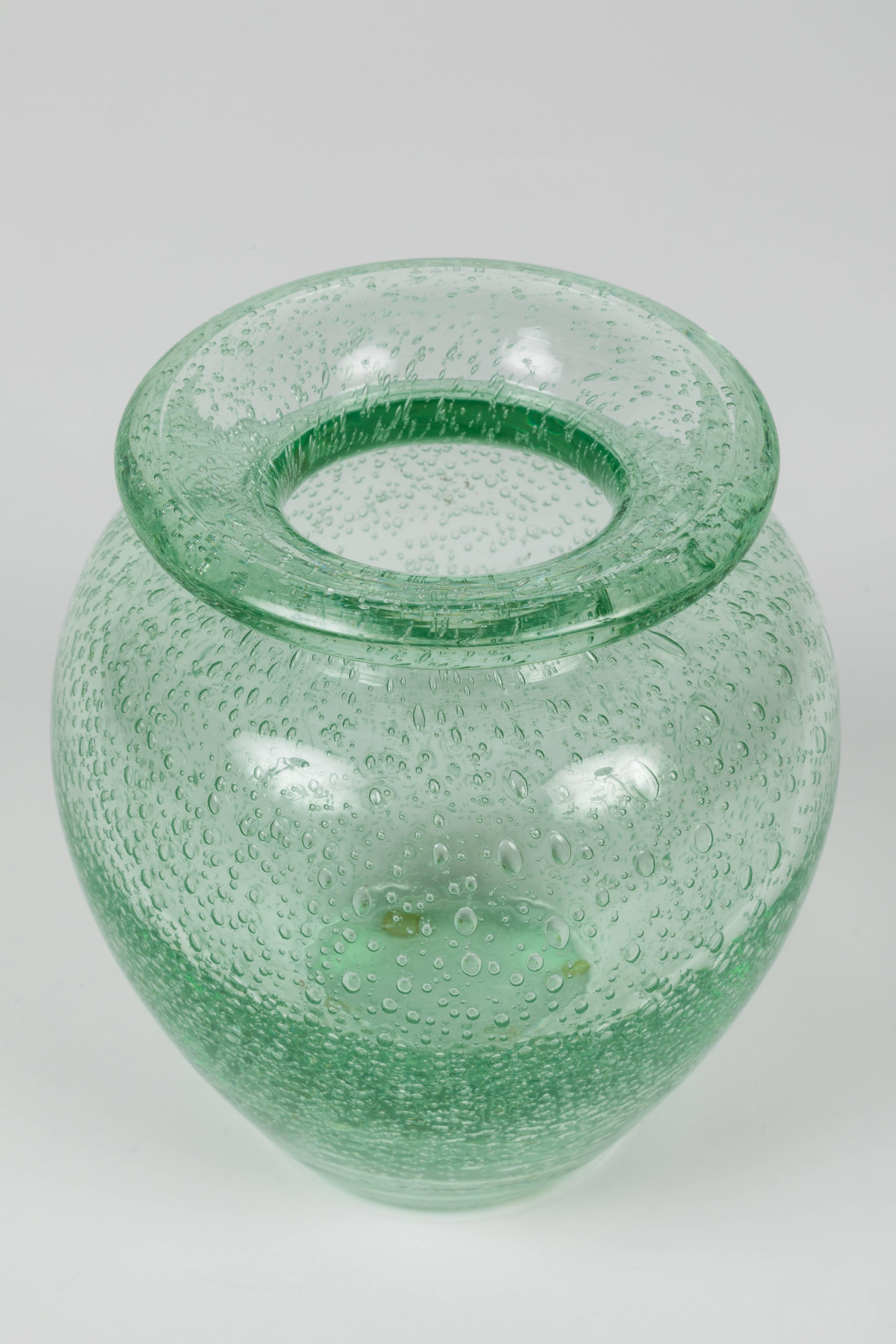 Green Glass Vase by Daum Nancy In Excellent Condition In Palm Desert, CA