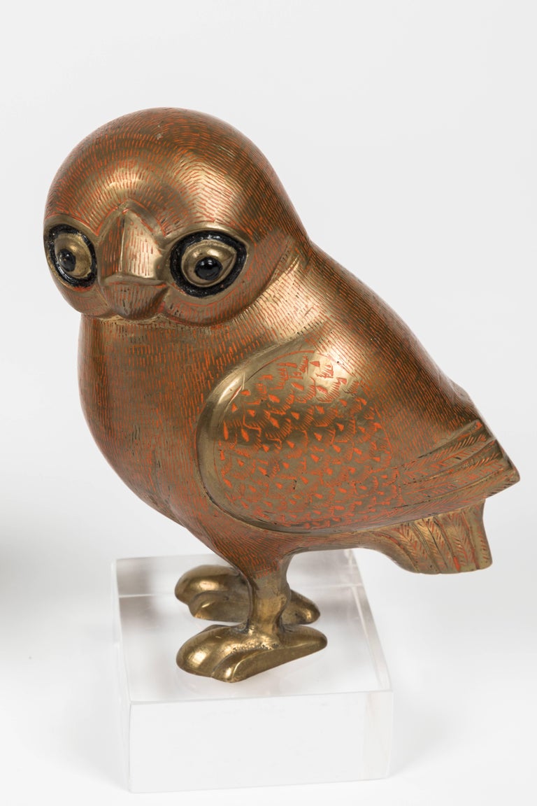 Pair of Art Deco Style Brass Owls at 1stDibs