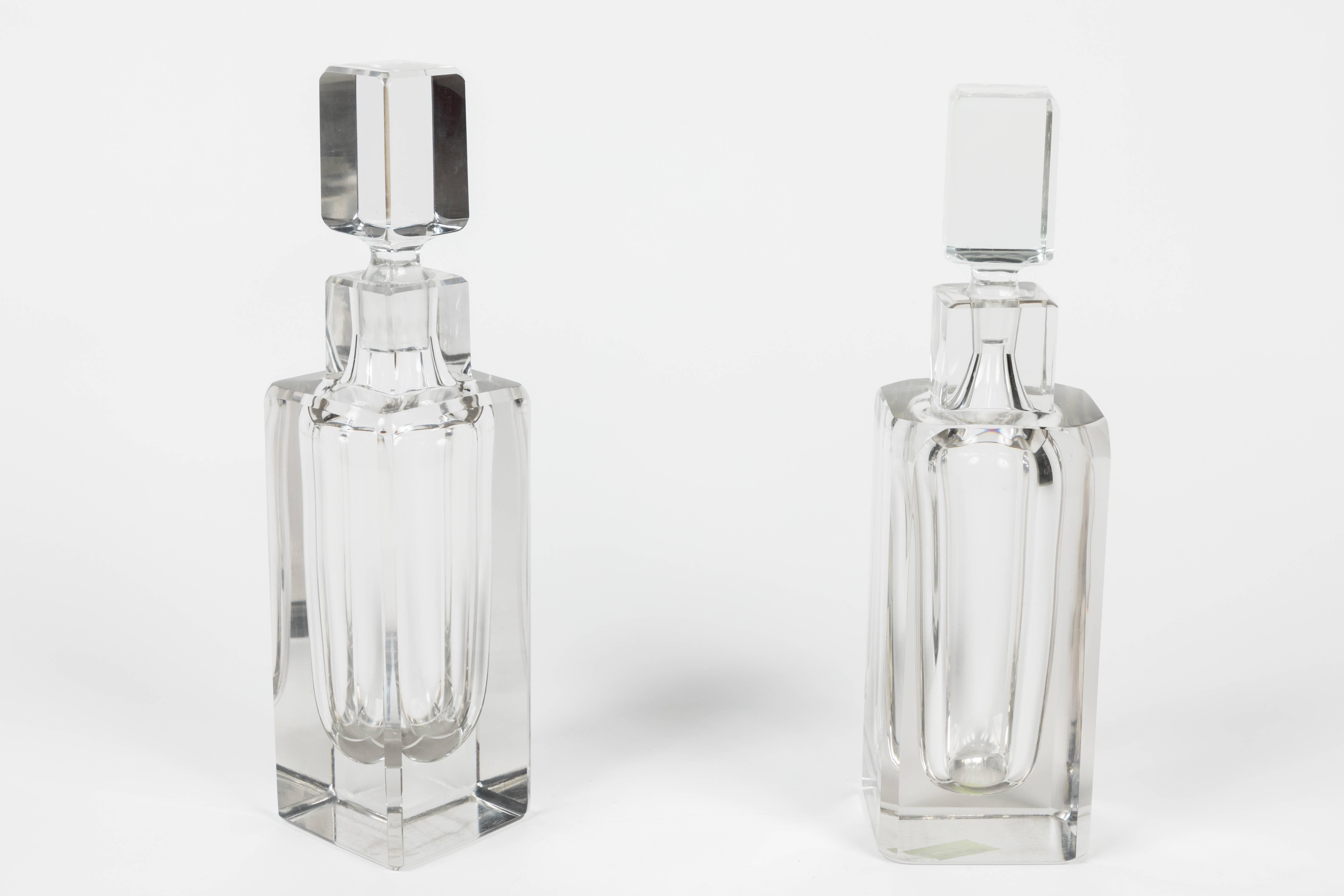 Czech Pair of Art Deco Crystal Decanters