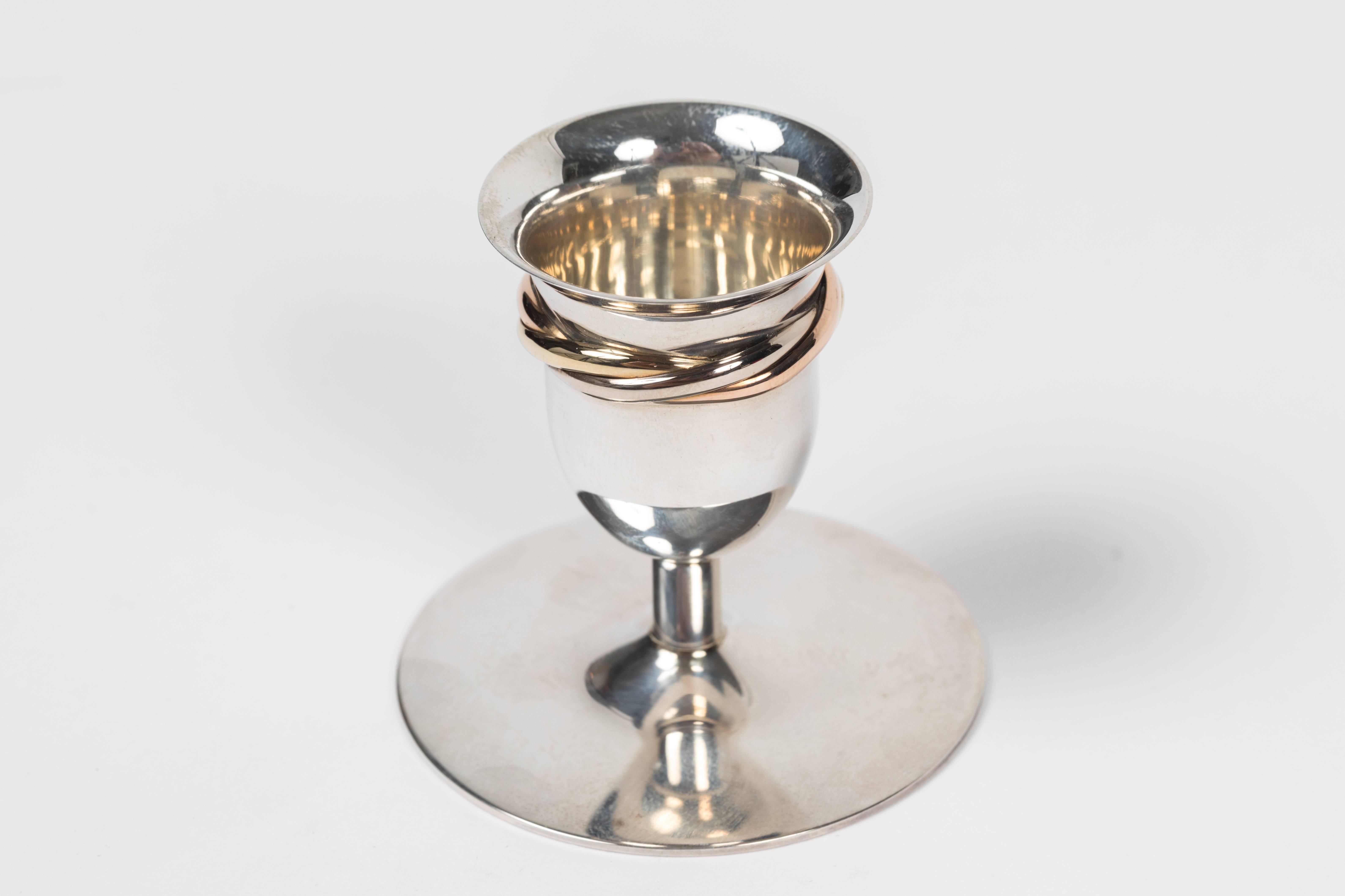 Cast Sterling Silver Rolling Ring Candleholders by Cartier