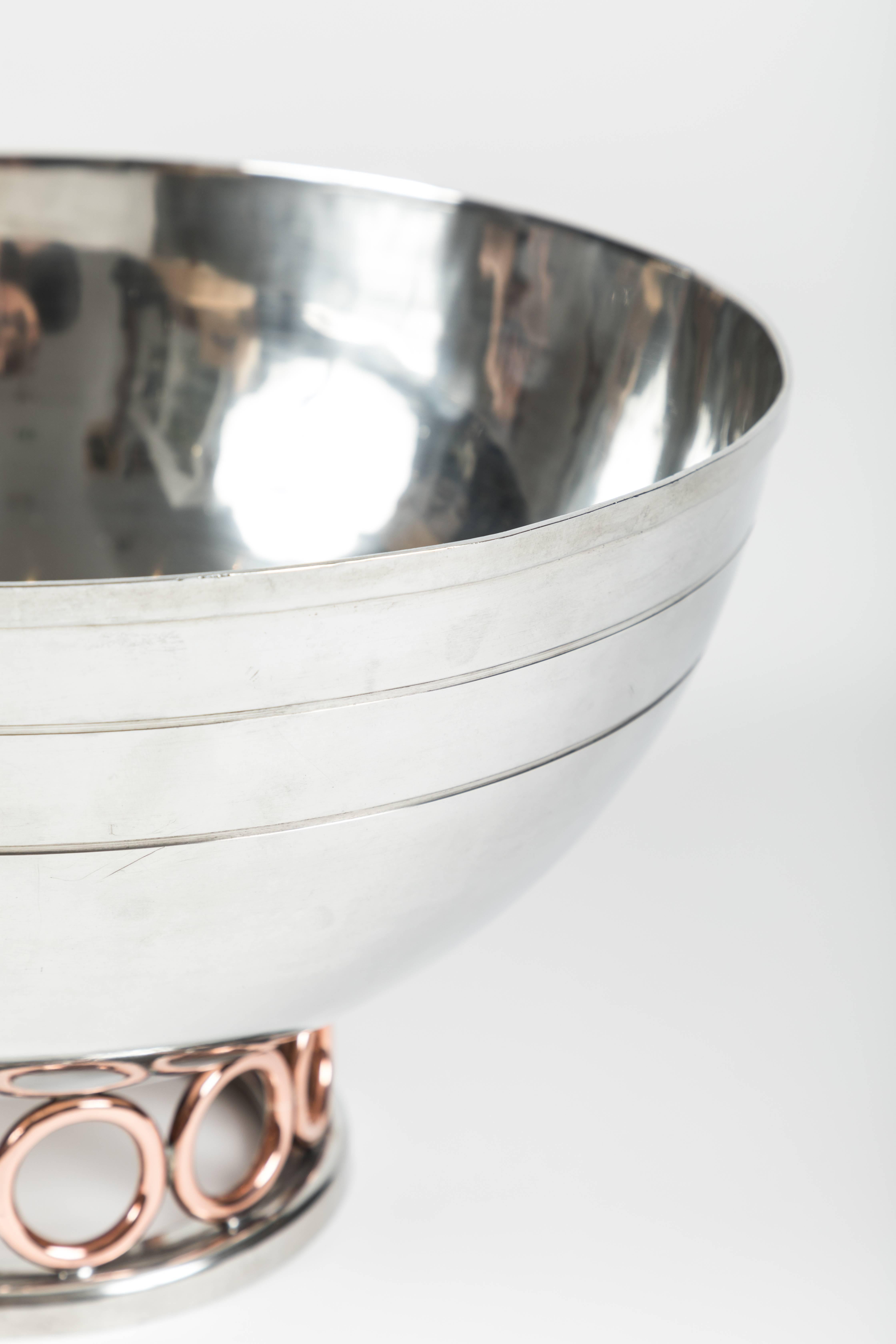 American Colonial Pewter Bowl with Copper Accents by Porter Blanchard