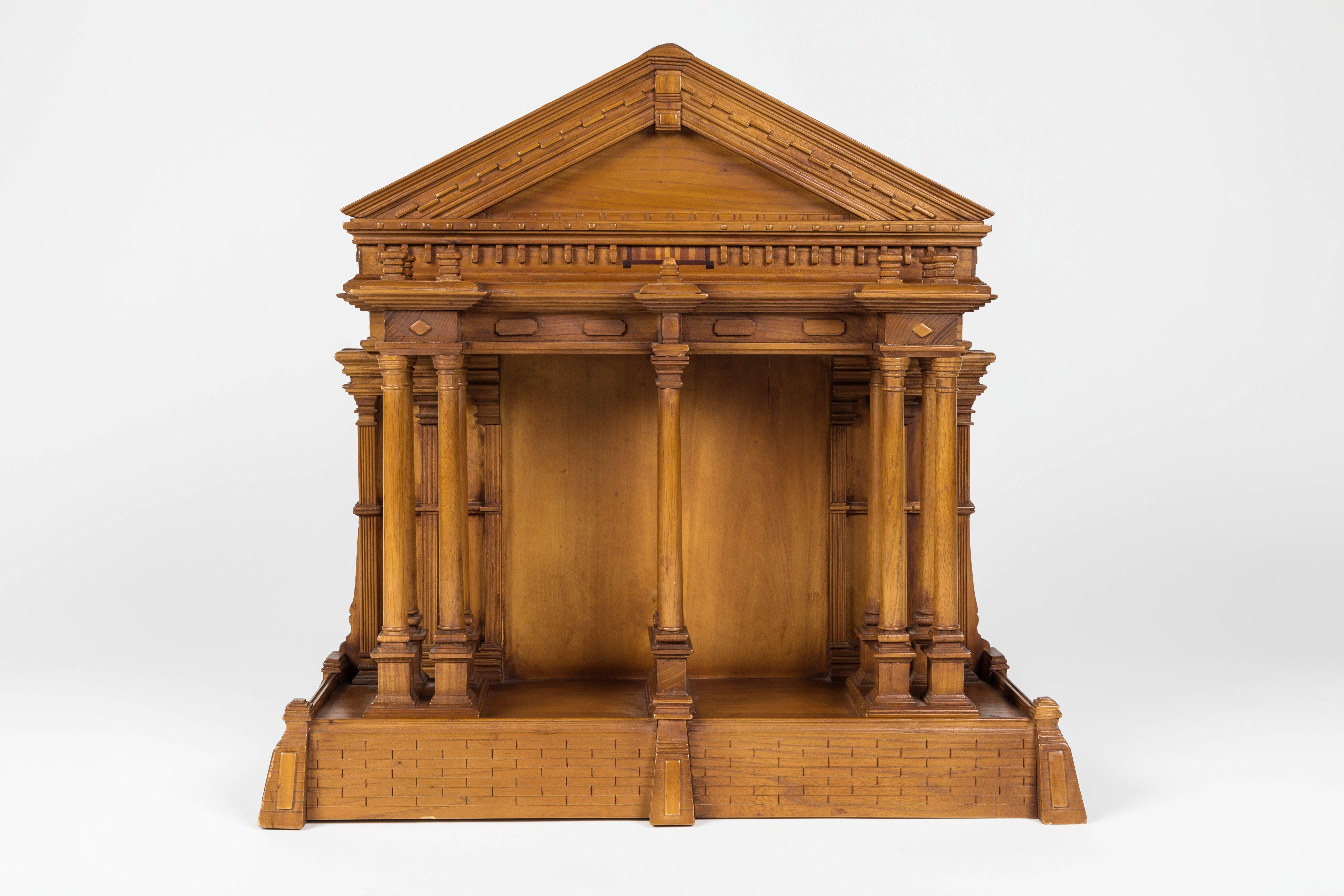 Classical Greek Intricately Carved Wooden Model of the Greek Parthenon