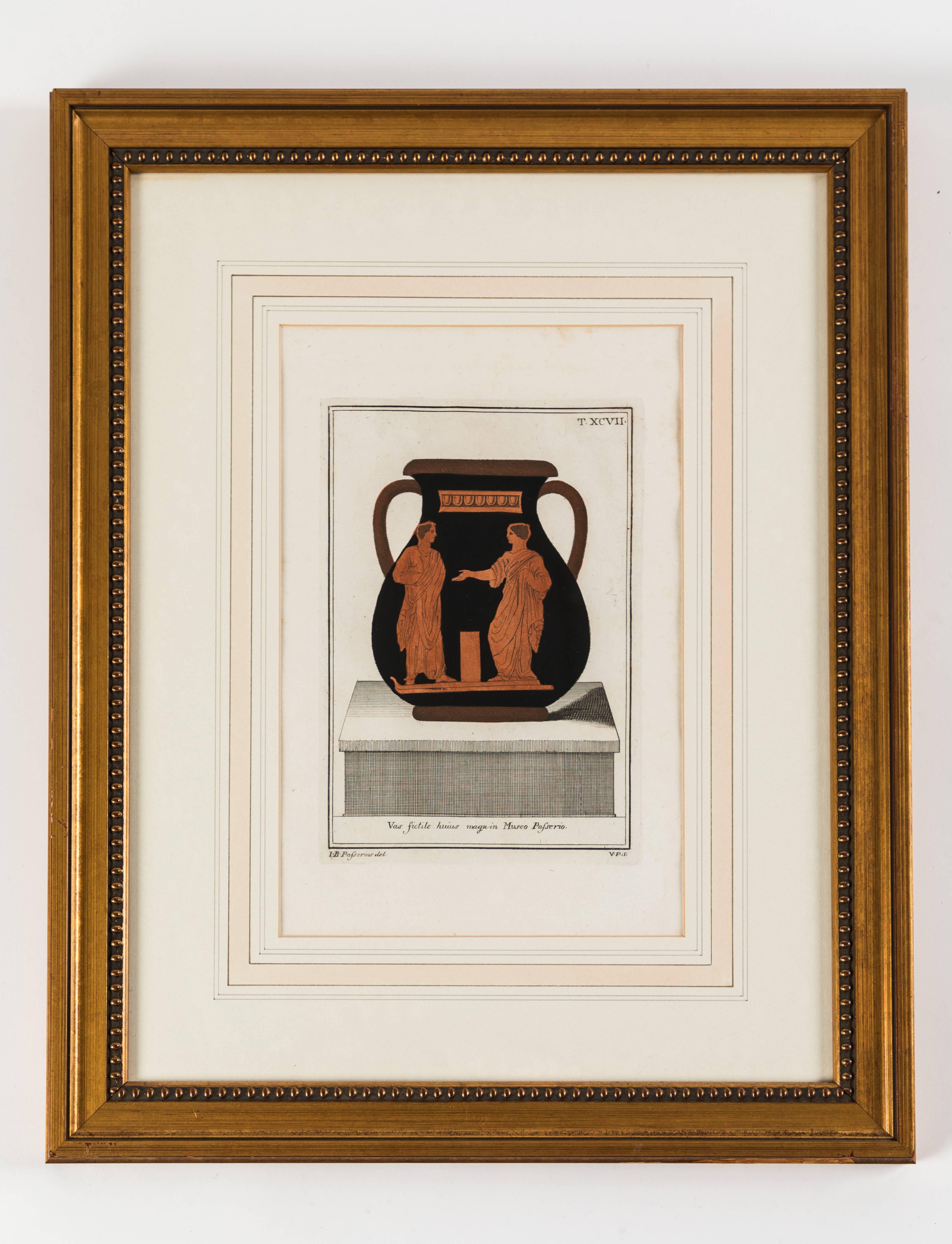Italian Set of Three Framed Prints Depicting Greek Apulian Red-Figure Pottery For Sale
