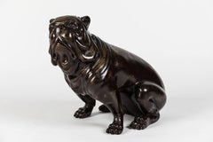 Pair of Vintage Patinated Brass Figural English Bulldogs