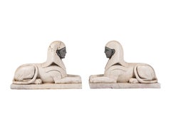 Wonderful Pair of Art Deco Marble Sphinxes