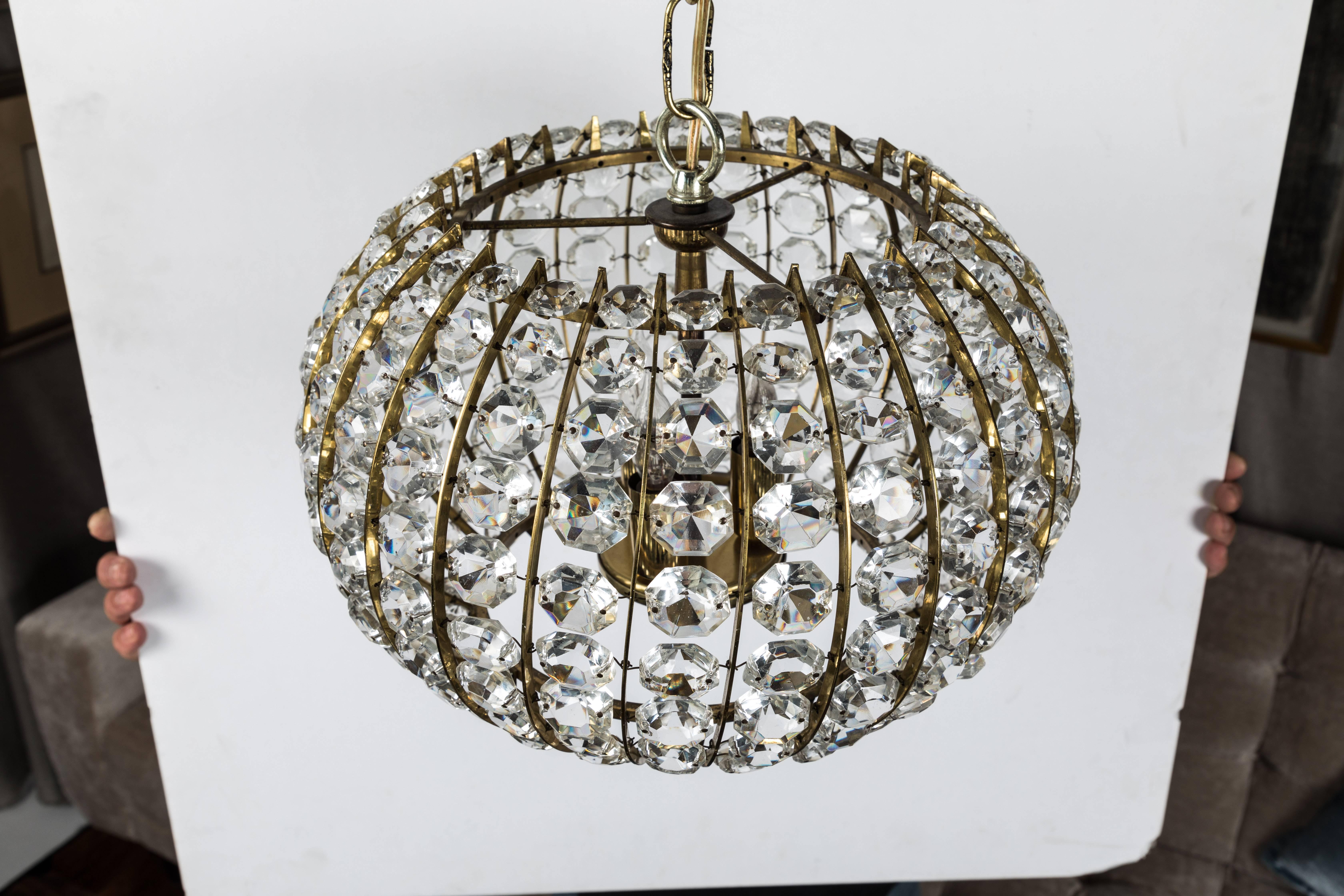 Crystal and Brass Pendant Fixture 1