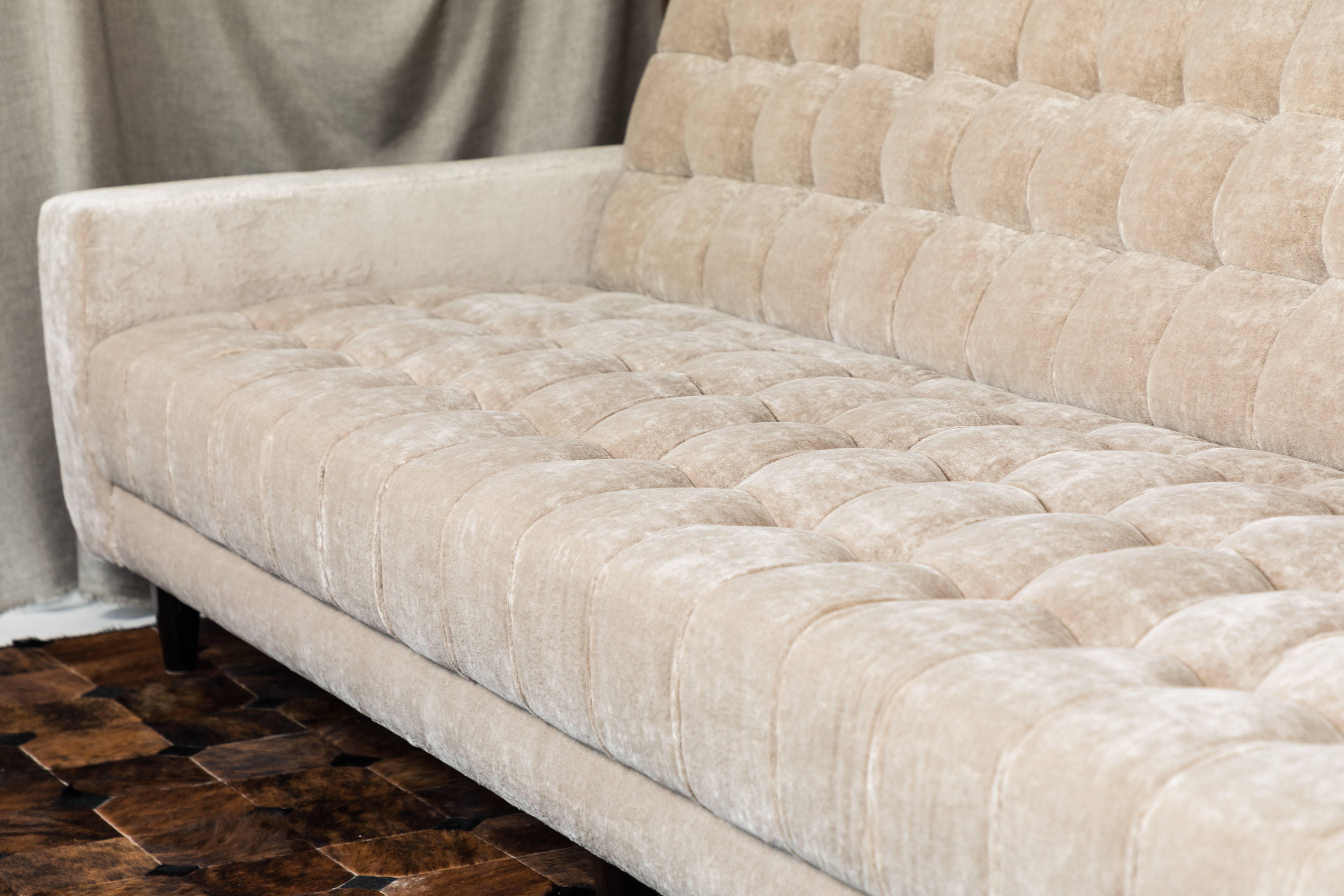 Fabric Beautiful Biscuit Tufted Ledge Back Sofa by William Haines