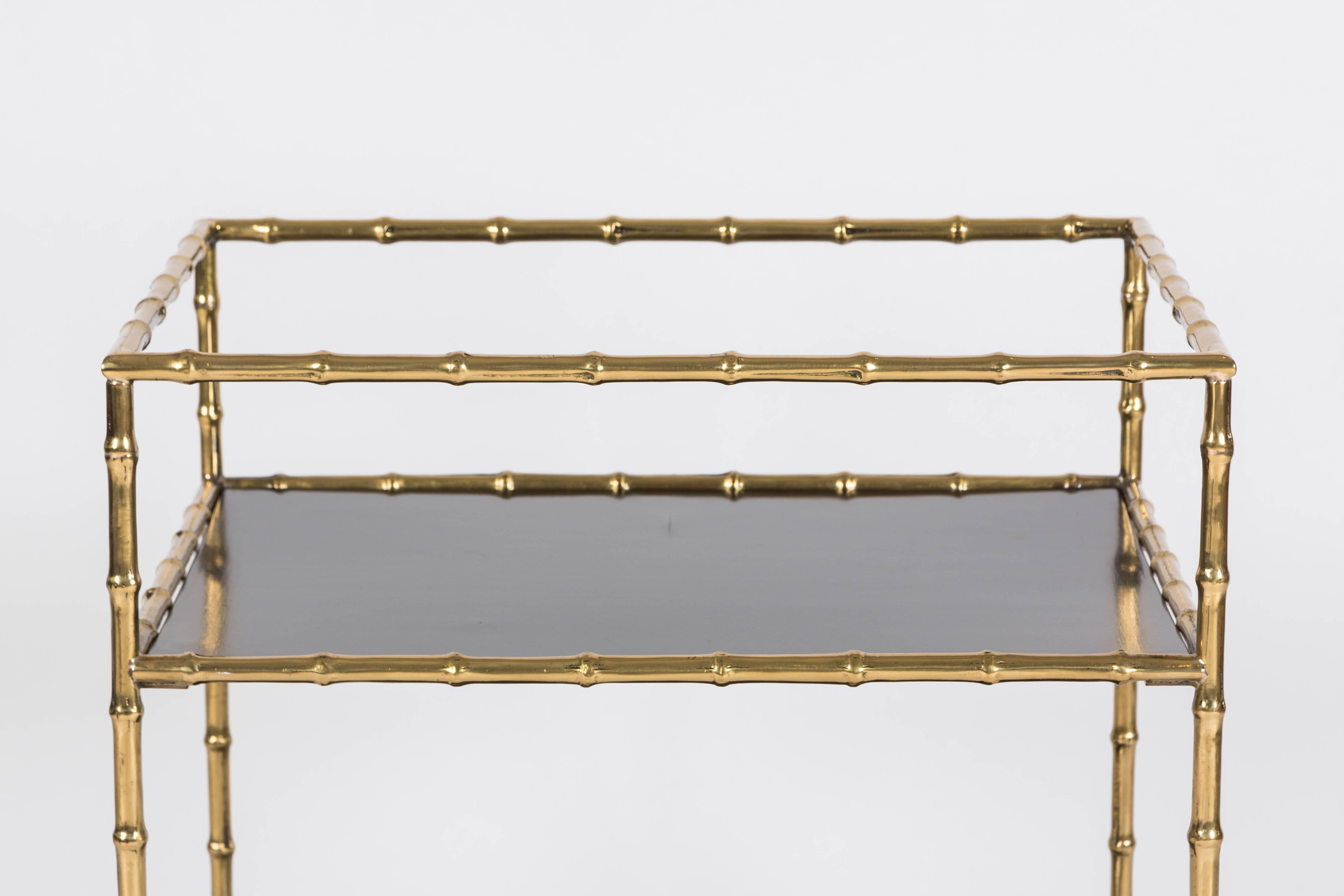 Chinoiserie Two-Tier Bar Table with Brass Bamboo Detailing