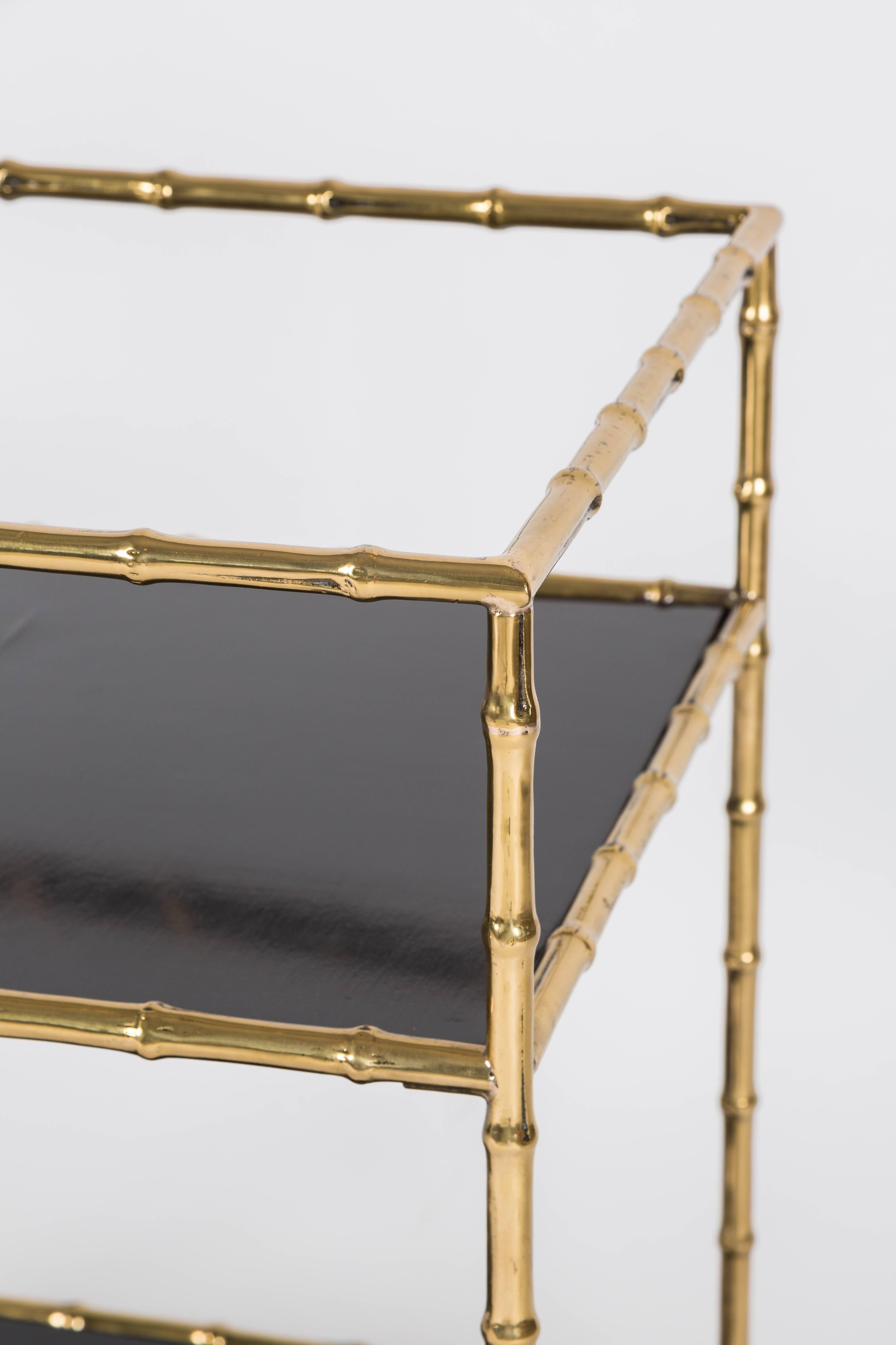 Laminated Two-Tier Bar Table with Brass Bamboo Detailing