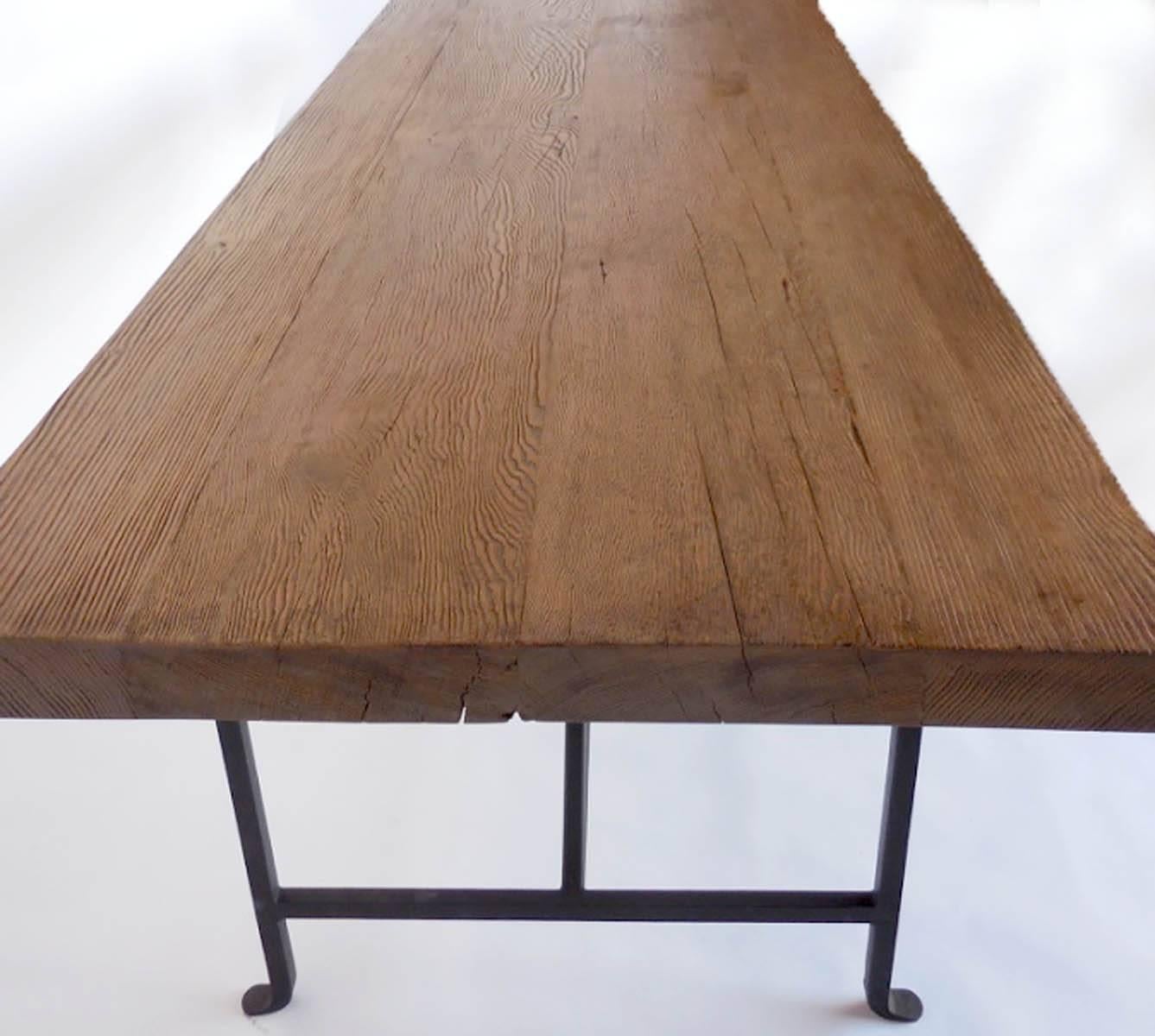 Industrial Dos Gallos Custom Reclaimed Wood Table with Iron Base