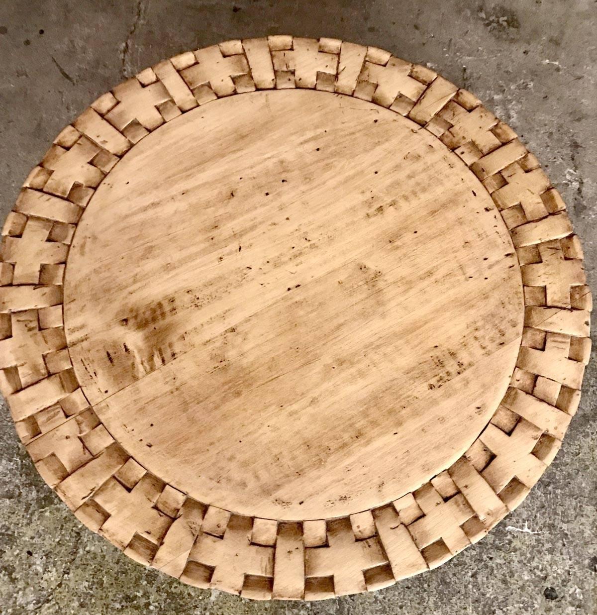 Dos Gallos Custom Basket Weave Coffee or Side Table For Sale at 1stDibs