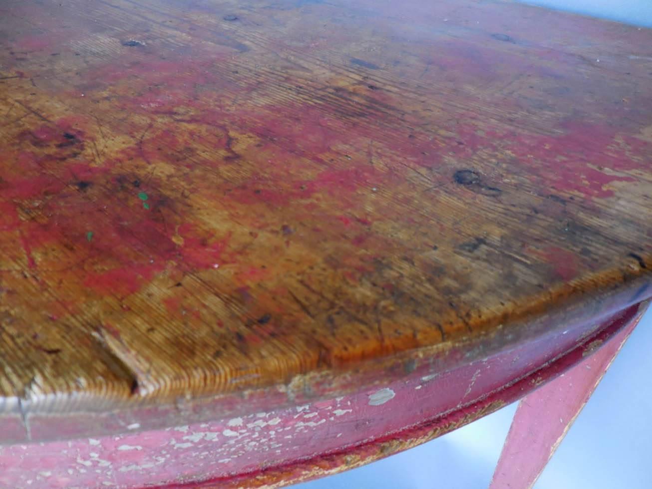 Pine Painted Swedish Gustavian Demilune Table