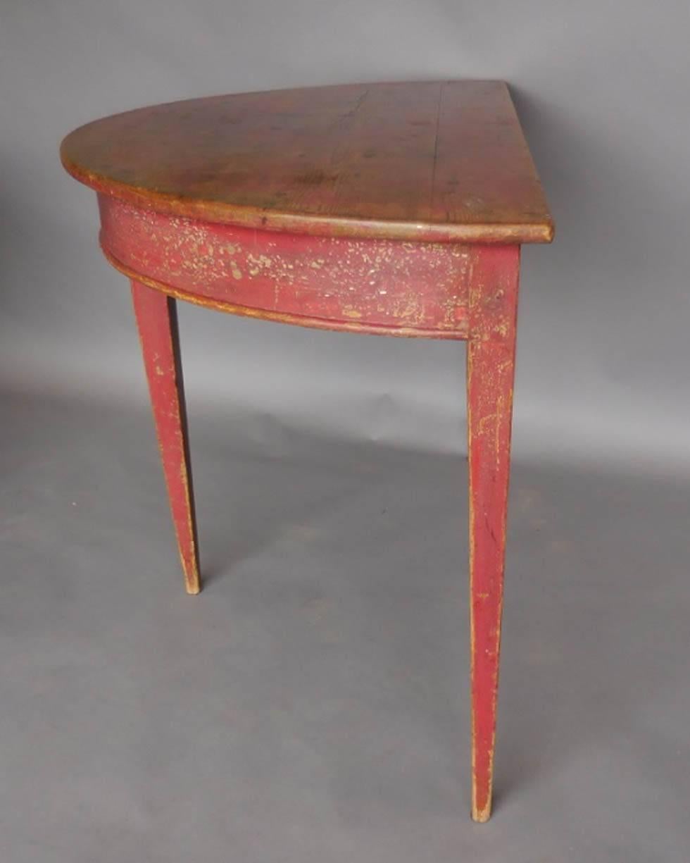 Painted Swedish Gustavian Demilune Table In Good Condition In Los Angeles, CA