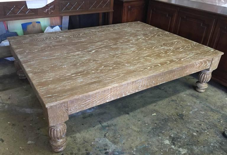 Dos Gallos Custom Ceruse Oak Wood Coffee Table For At 1stdibs International Style Dos Gallos Custom Ceruse Oak Wood Coffee Table For