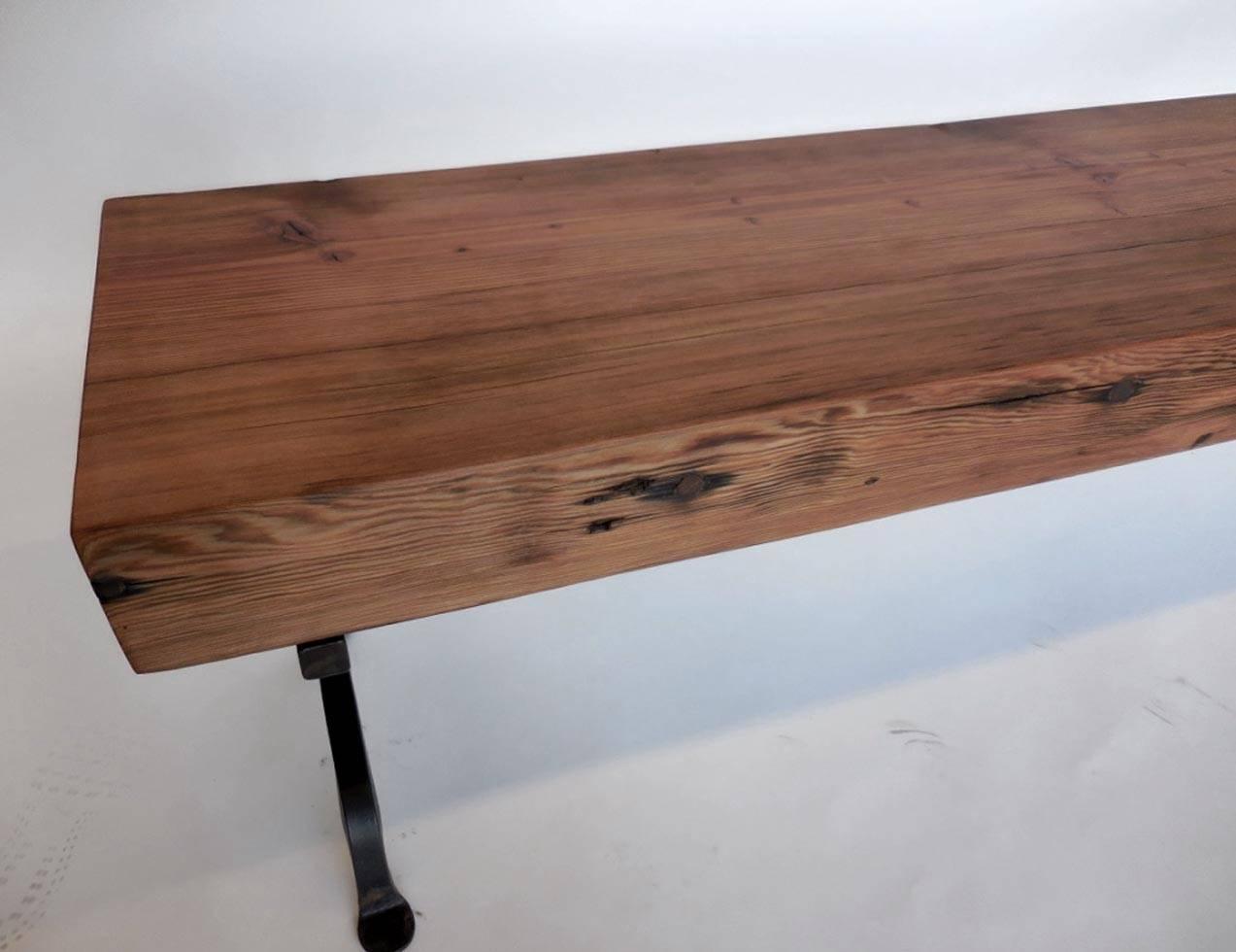 Custom Rustic Wood and Iron Bench For Sale at 1stdibs