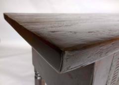 Custom Carved Wood Console With Turned Legs and Drawers by Dos Gallos Studio