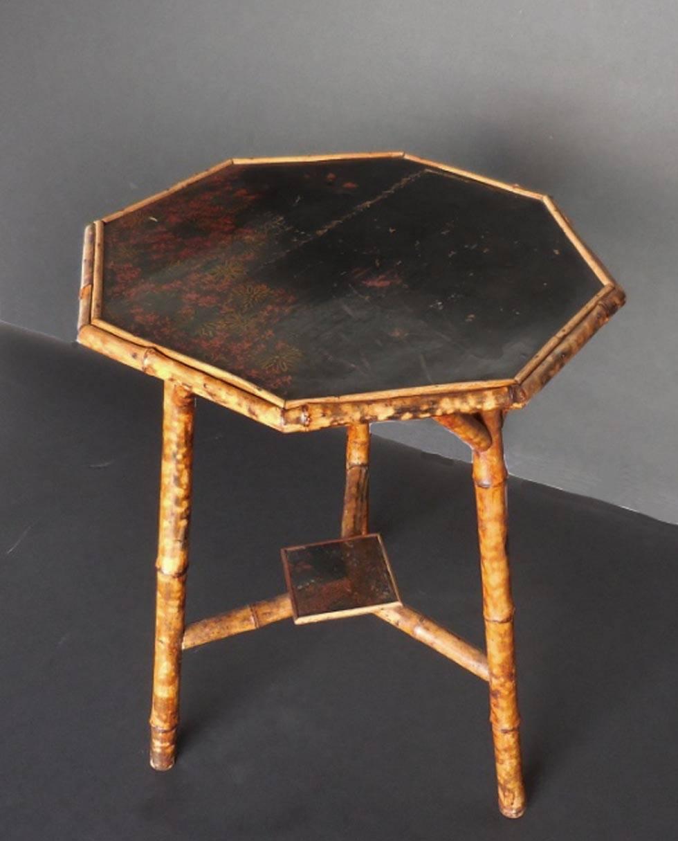 English Early 20th Century Bamboo Chinoiserie Side Table