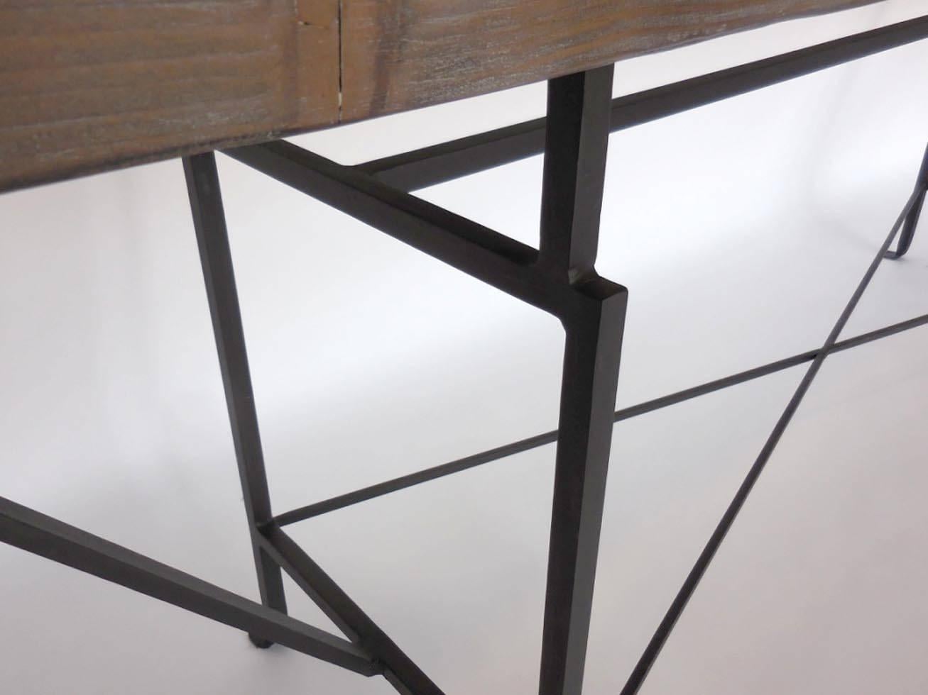 Organic Modern Dos Gallos Custom Iron and Wood Console For Sale